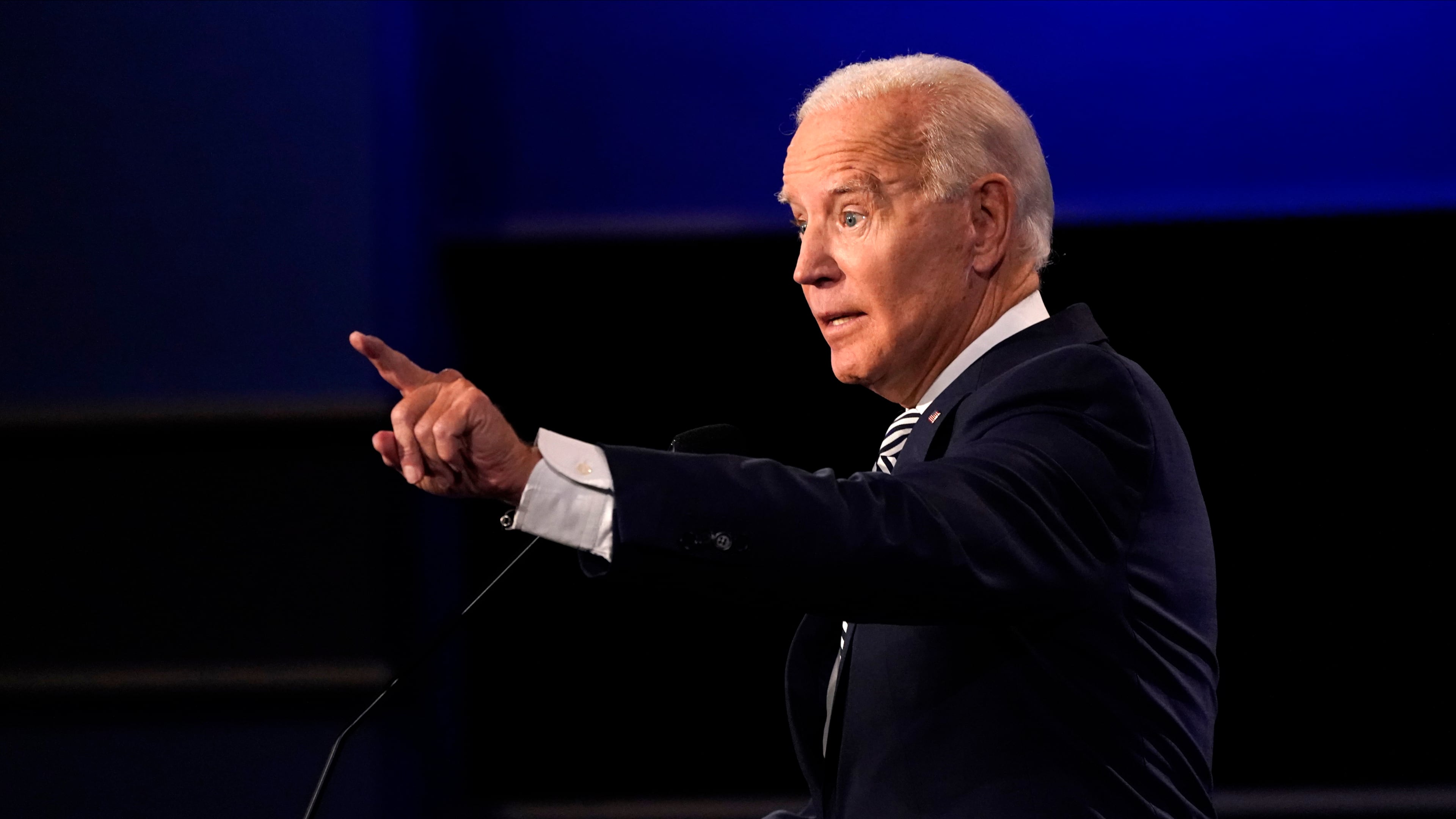 Former Vice President Joe Biden speaks during the first presidential debate Tuesday, Sept. 29, 2020, at Case Western University and Cleveland Clinic, in Cleveland, Ohio. (AP Photo/Julio Cortez)
