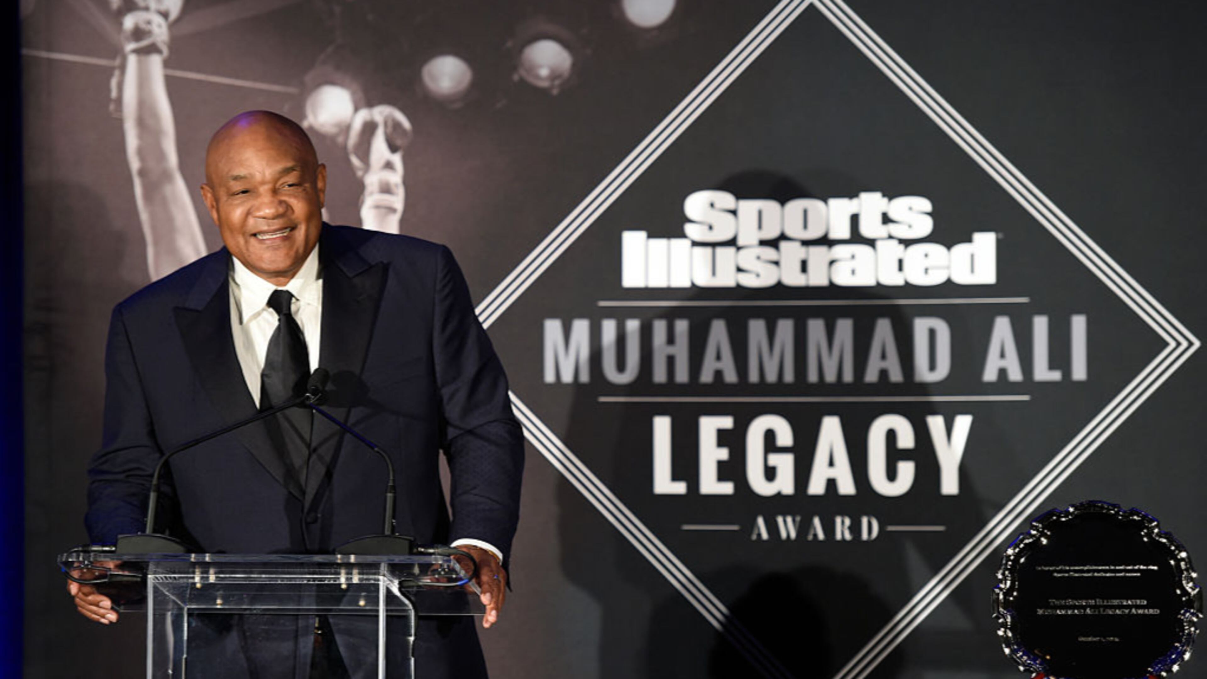 George Foreman attends the Sports Illustrated Tribute to Muhammad Ali at The Muhammad Ali Center on October 1, 2015 in Louisville, Kentucky. (Photo by Stephen Cohen/Getty Images for Sports Illustrated)