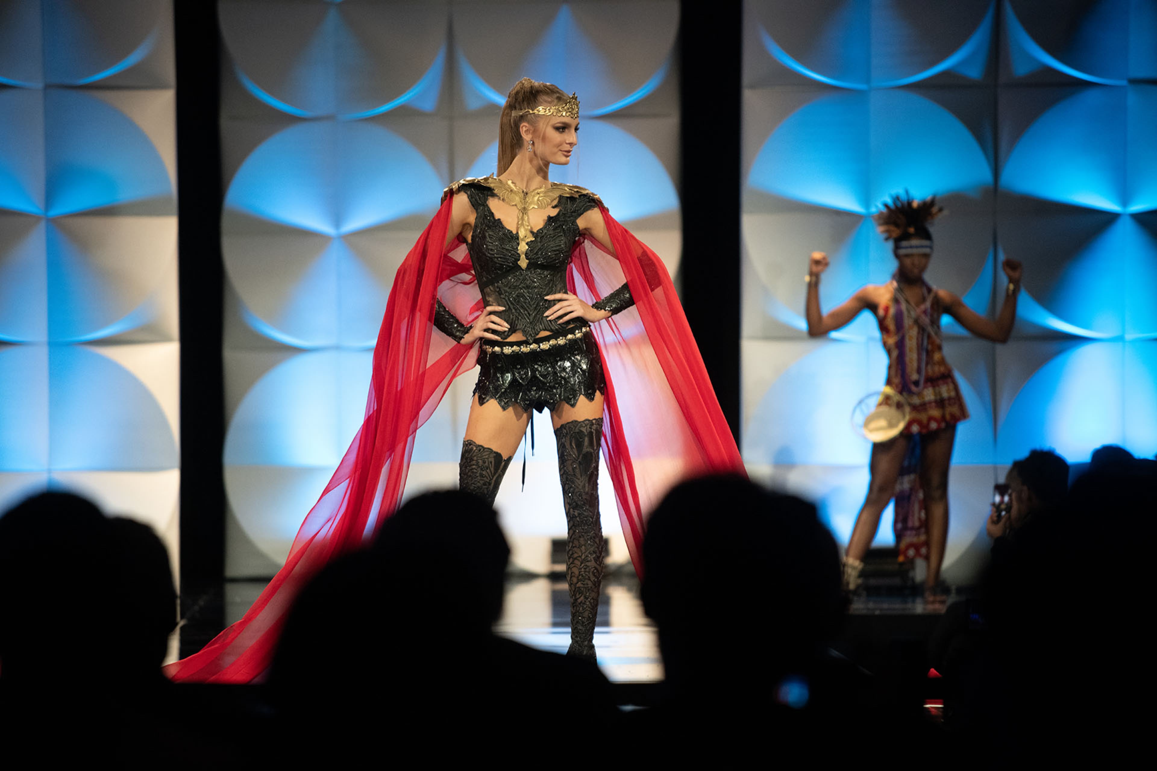 Miss Albania Cindy Marina showcases her costume that represents her country at the Miss Universe Pageant National Costume Show in Atlanta, Ga Friday, Dec. 6, 2019.
PHOTO BY ELISSA BENZIE