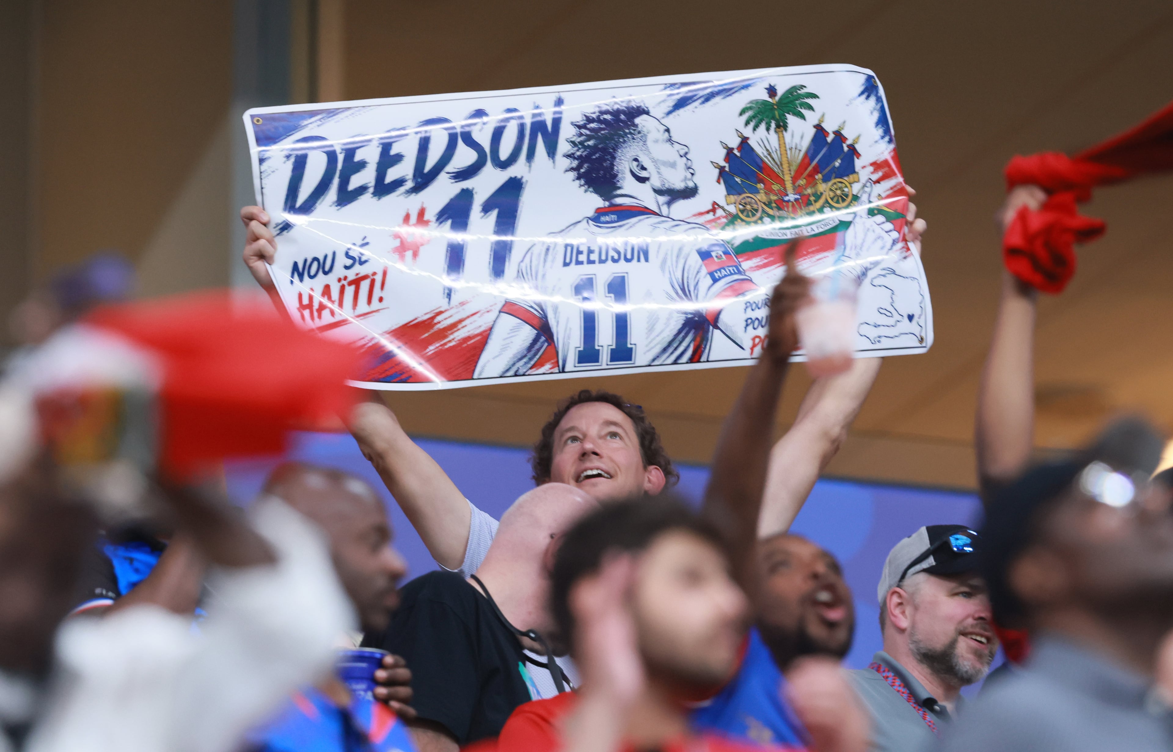 Fans cheer for Haiti's Louicius Deedson during first half of Morocco vs. Haiti Group C FIFA World Cup match at Atlanta Stadium (Mercedes-Benz Stadium) on Wednesday, June 24, 2026. (Jason Getz/AJC)
