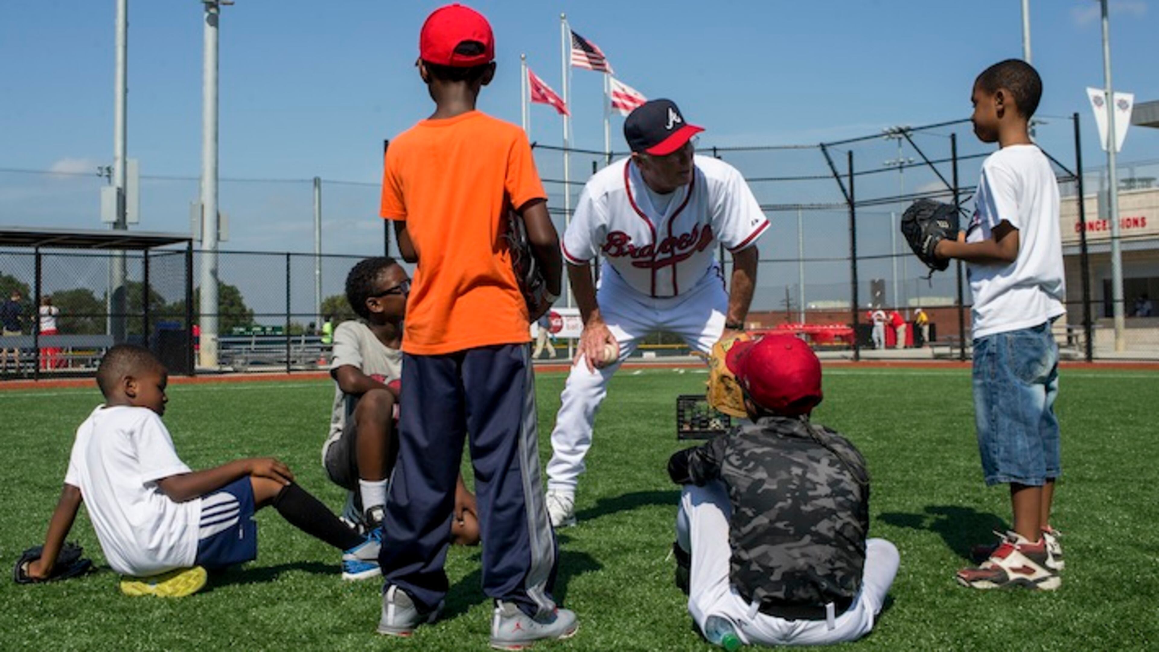 Chuck Goggin, a former big leaguer, teaches at the Washington Nationals Youth Baseball Academy in Washington, Sept. 19, 2015. On the tumbledown streets of one of the poorest sections of the nation’s capital, the gleaming Nationals Youth Baseball Academy has risen to reconnect youngsters to baseball, academics and life. (Zach Gibson/The New York Times)