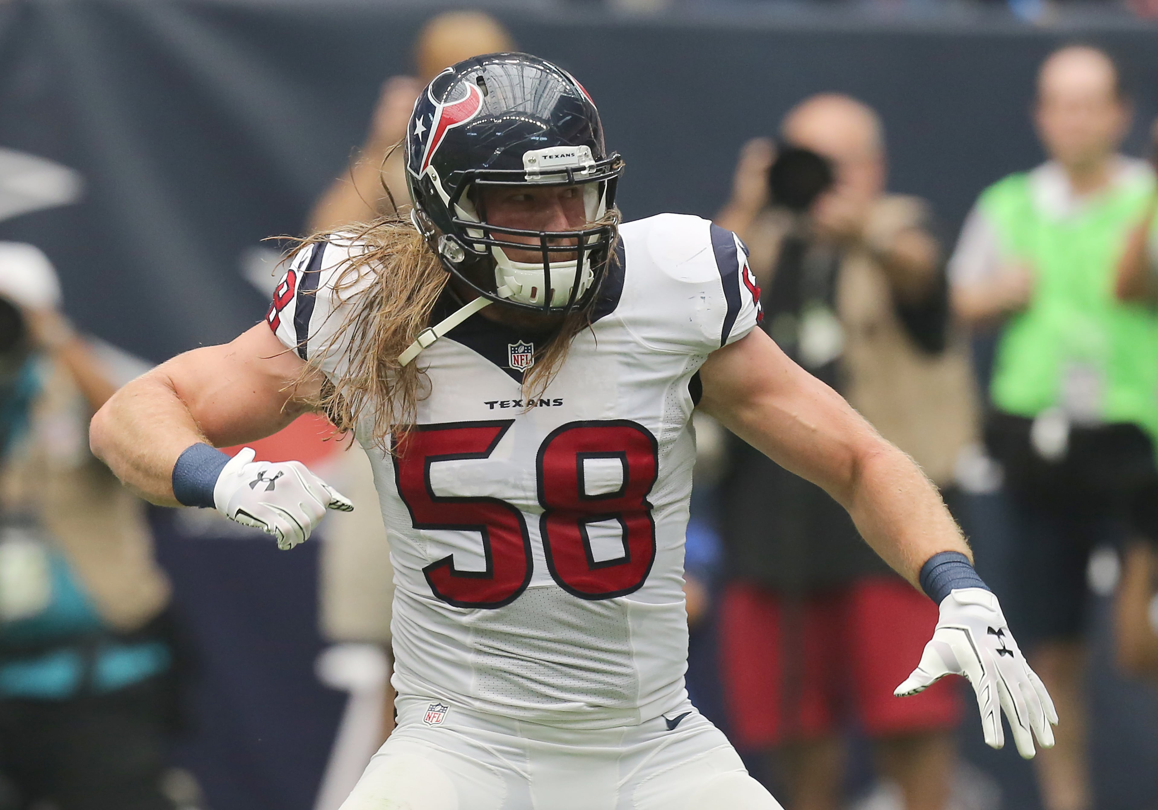 Former Houston Texans linebacker Brooks Reed agreed to a five-year, $22 million deal with the Falcons. (Photo by Thomas B. Shea/Getty Images)