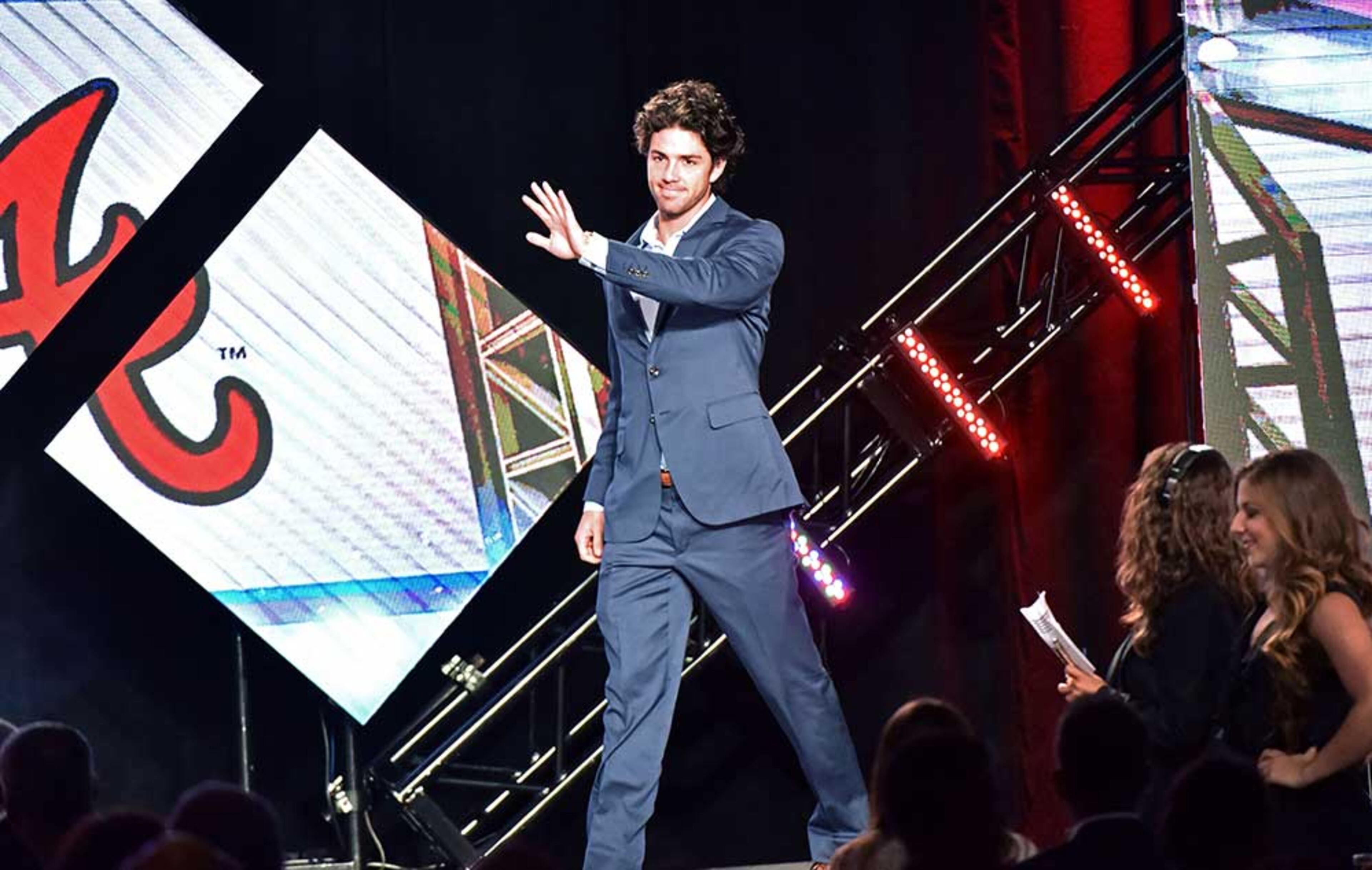 Atlanta Braves shortstop Dansby Swanson is introduced during Braves Hall of Fame luncheon at Hyatt Regency on Friday, August 19, 2016. Atlanta Braves President John Schuerholz and former outfielder Andruw Jones were inducted into the Braves Hall of Fame. The duo were inducted during a luncheon and honored that evening in a pregame ceremony before the Braves play the Washington Nationals.
