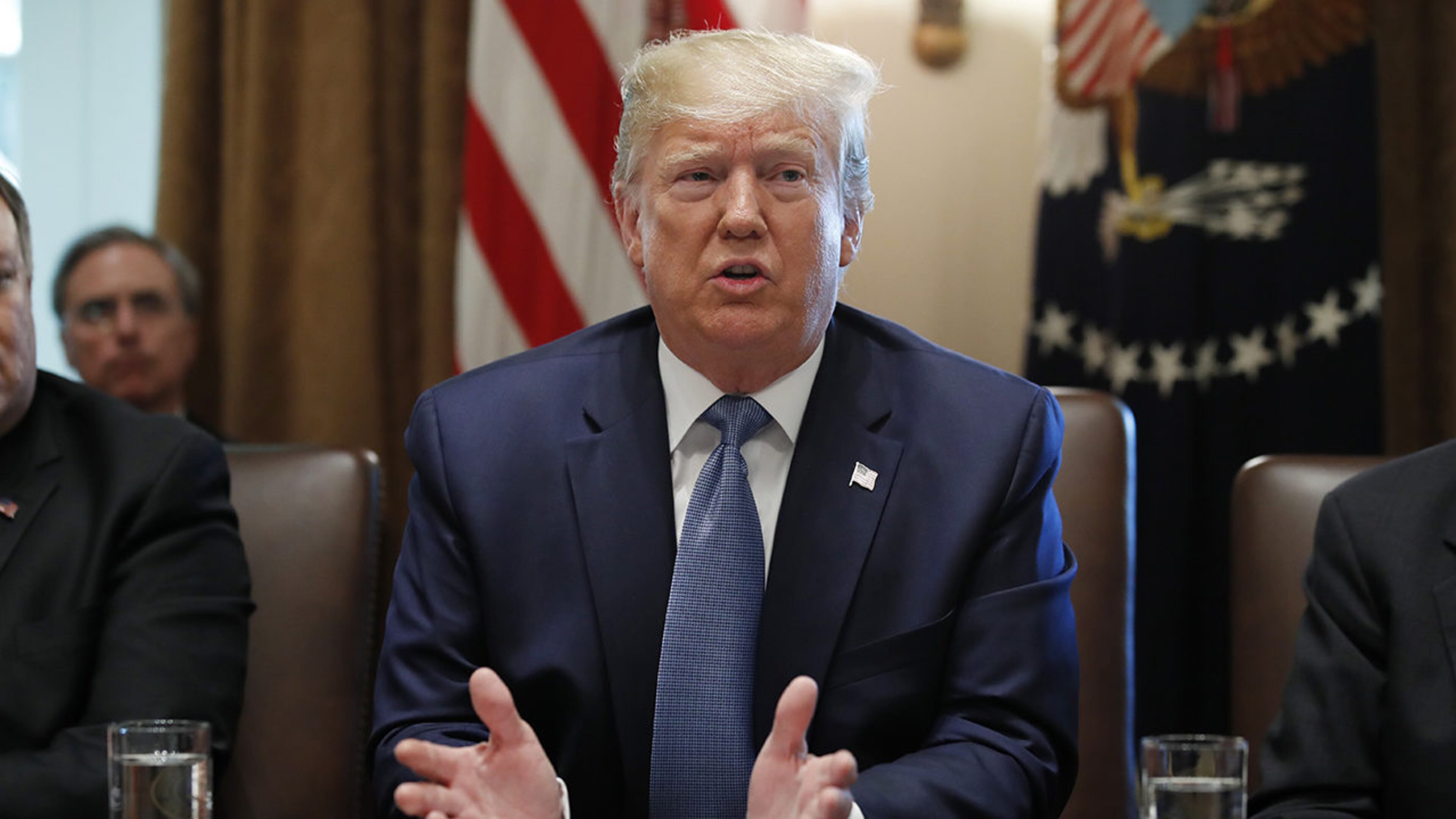 President Donald Trump speaks during a Cabinet meeting in the Cabinet Room of the White House, Tuesday, July 16, 2019, in Washington.