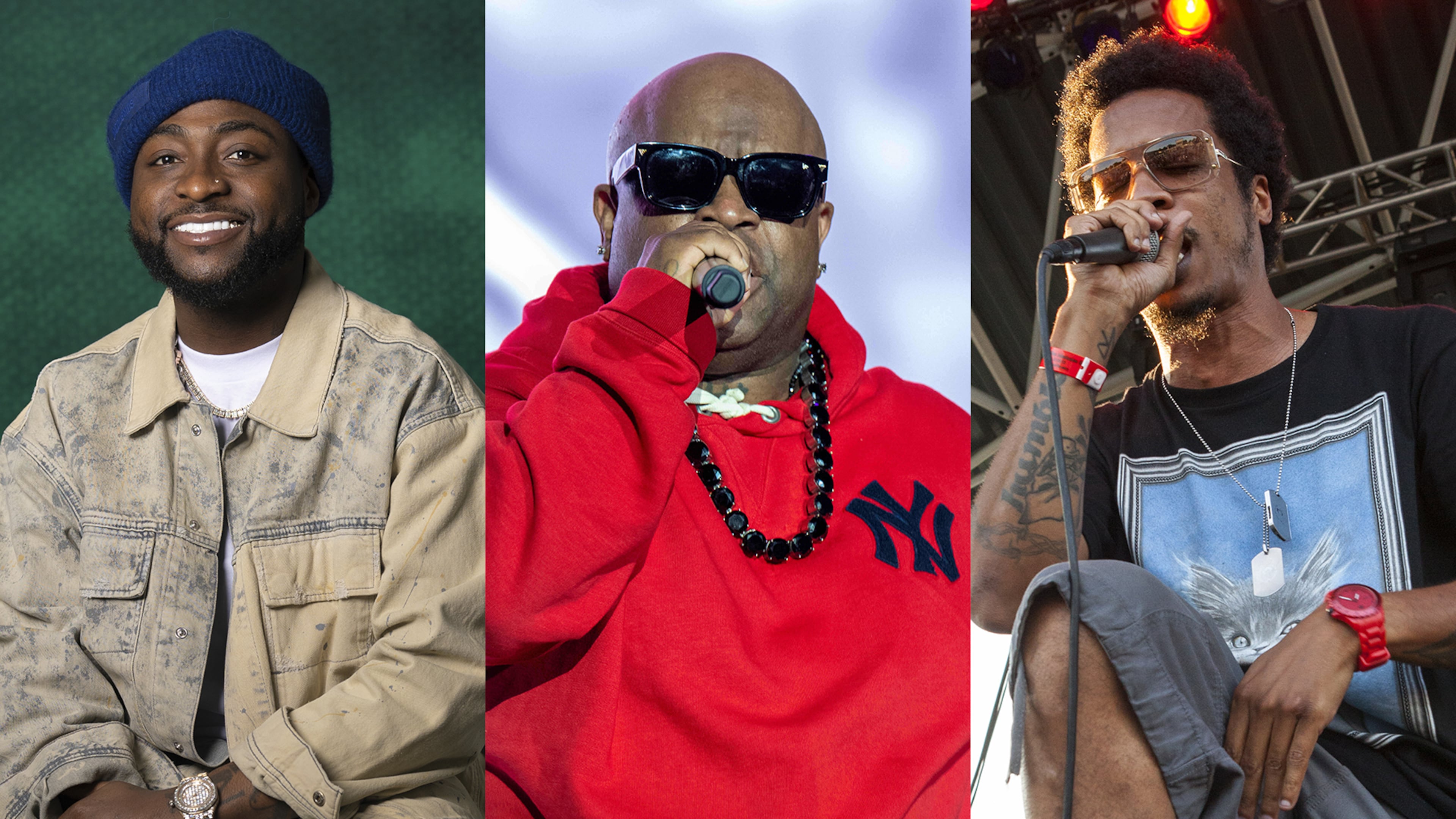 Atlanta’s FIFA Fan Fest at Centennial Olympic Park will feature free concerts from Davido (from left), CeeLo Green and Nappy Roots. (AP)