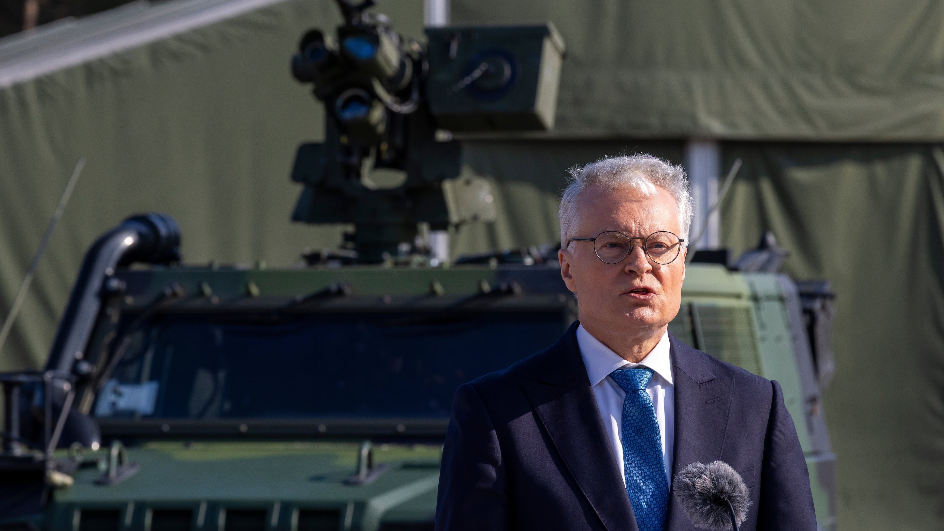 FILE - Lithuanian President Gitanas Nauseda speaks during a joint press conference with Czech Republic's President Petr Pavel during the visit to the Rukla military base some 100 kms (62.12 miles) west of the capital Vilnius, Lithuania, Friday, March 13, 2026. (AP Photo/Mindaugas Kulbis, File)