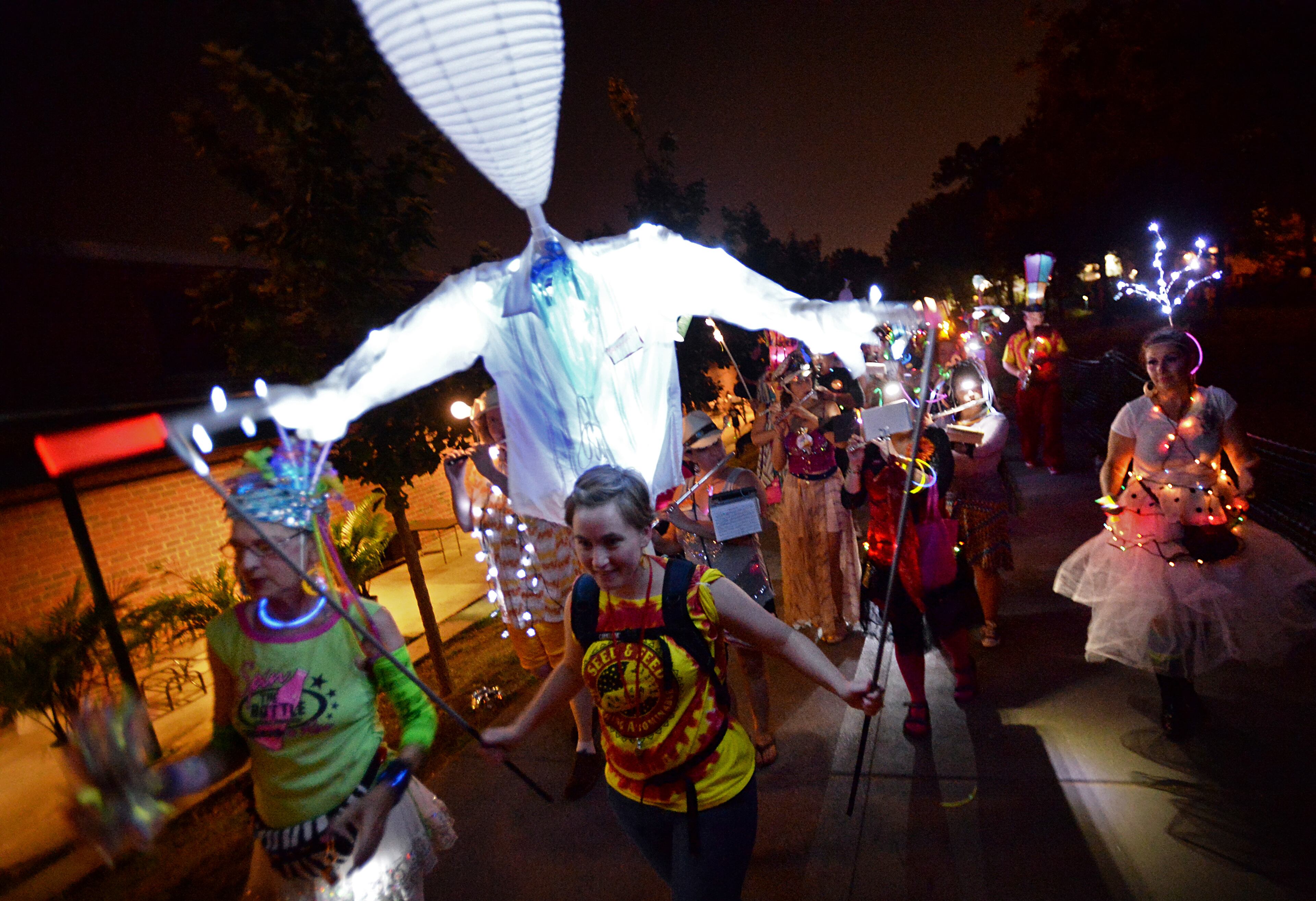 Hundreds of parade participants float on the Eastside Trail of the Atlanta BeltLine during the 2013 Atlanta BeltLine Lantern Parade on Sept. 7, 2013.