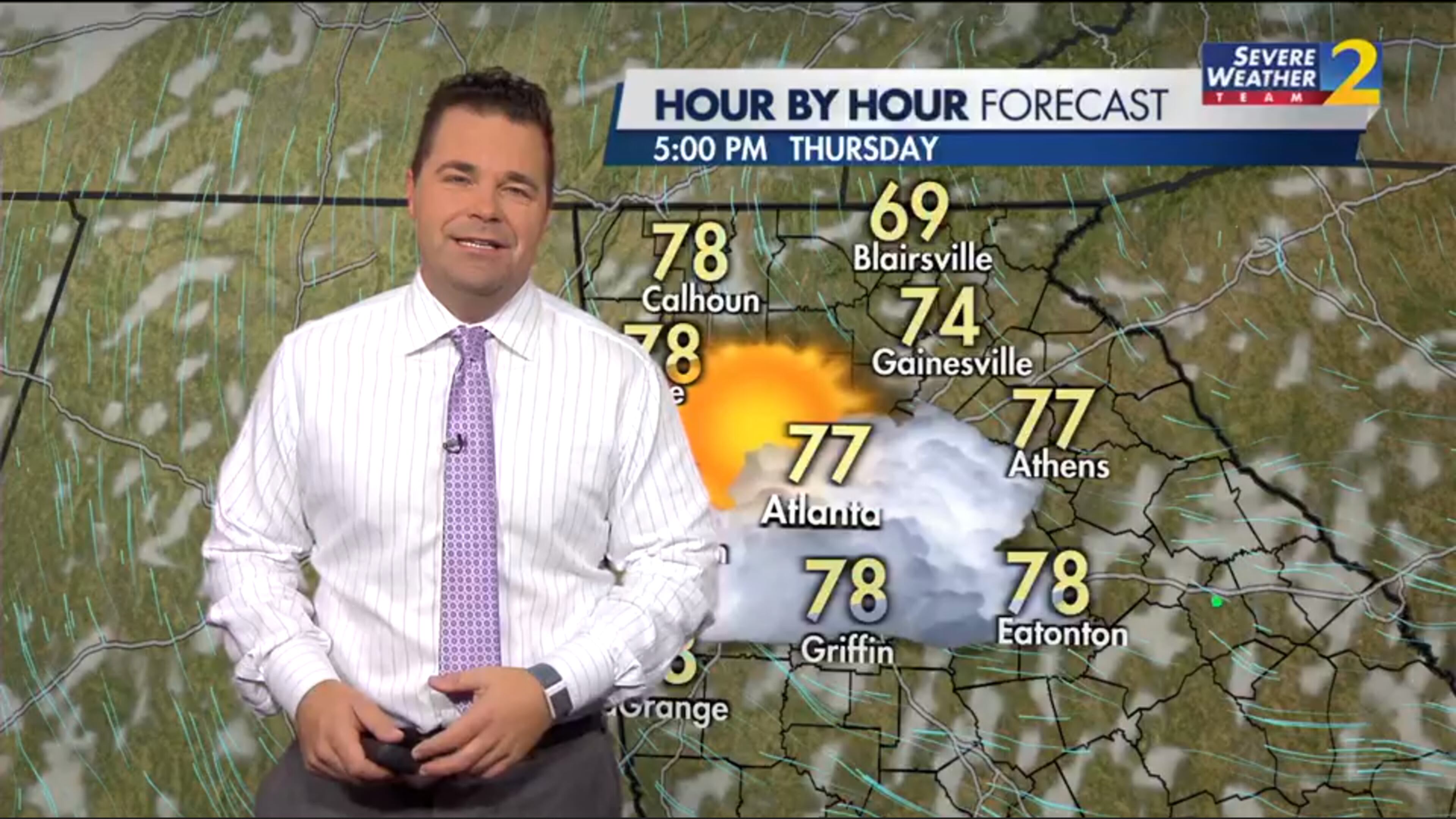 Highs in the mid to upper 70s expected Thursday.
