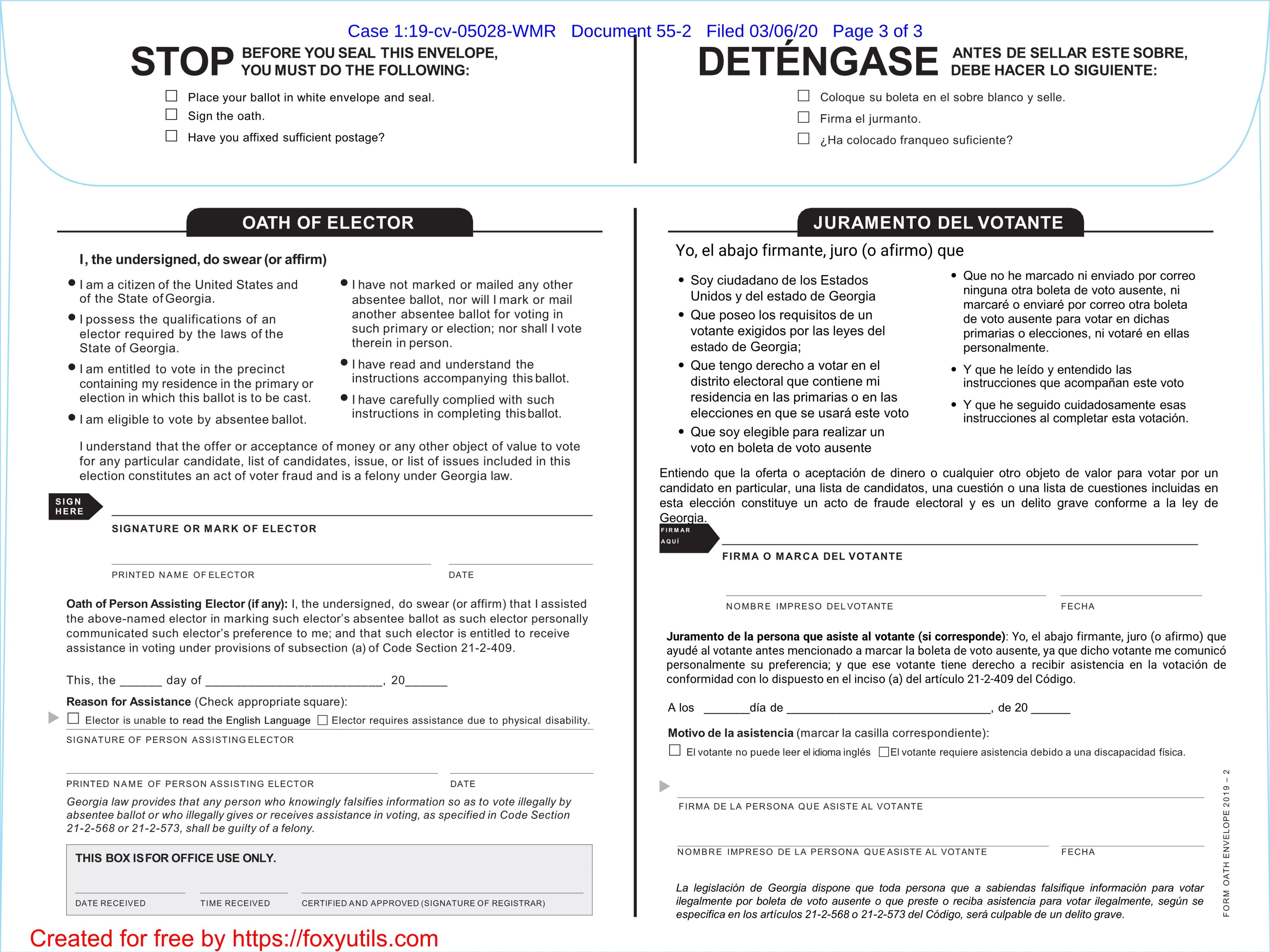 A new absentee ballot envelope design for Gwinnett County features clearer text and instructions.