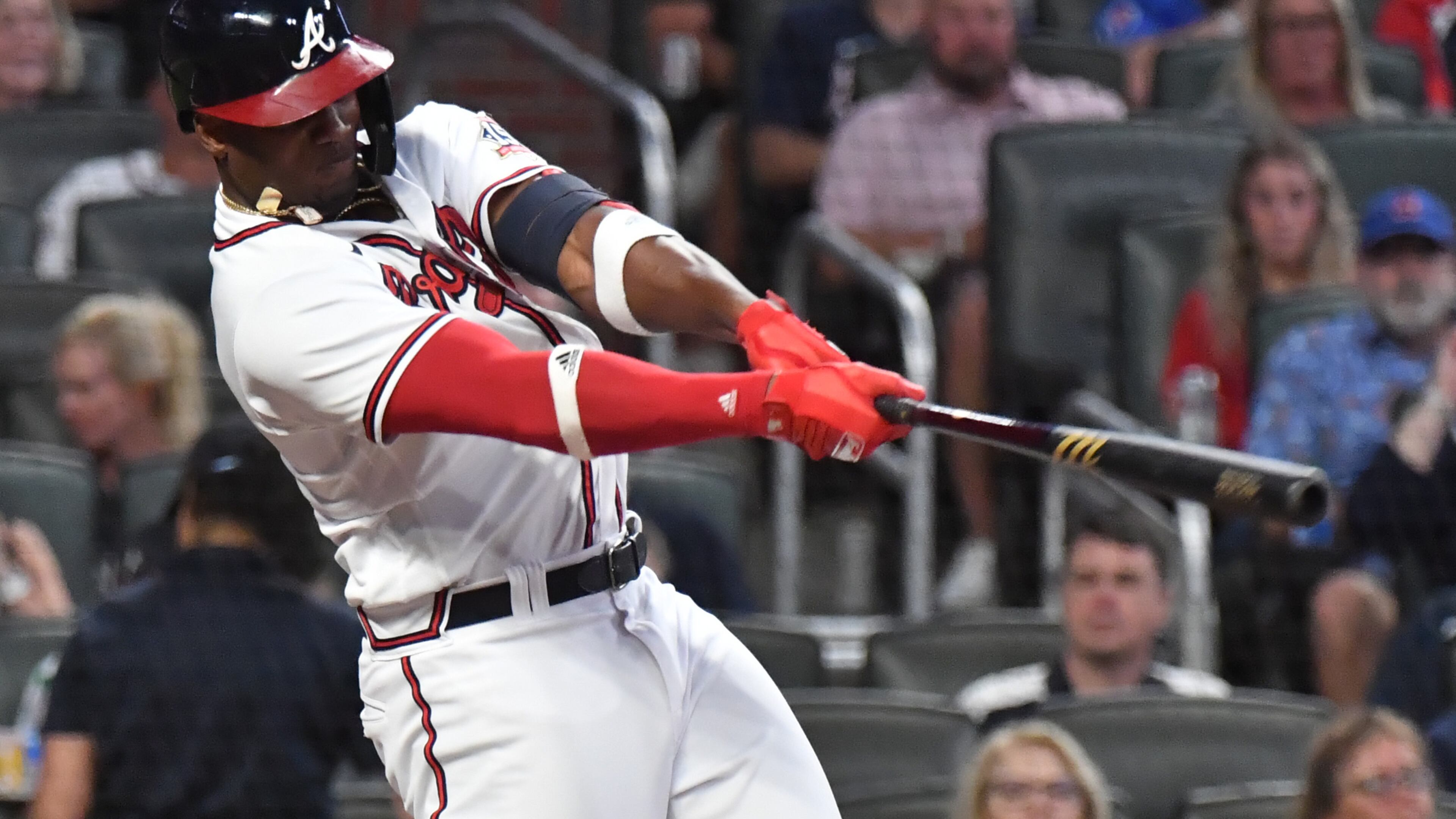 September 30, 2021 Atlanta - Atlanta Braves right fielder Jorge Soler (12) hits a solo home run in the first inning at Truist Park on Thursday, September 30, 2021. (Hyosub Shin / Hyosub.Shin@ajc.com)
