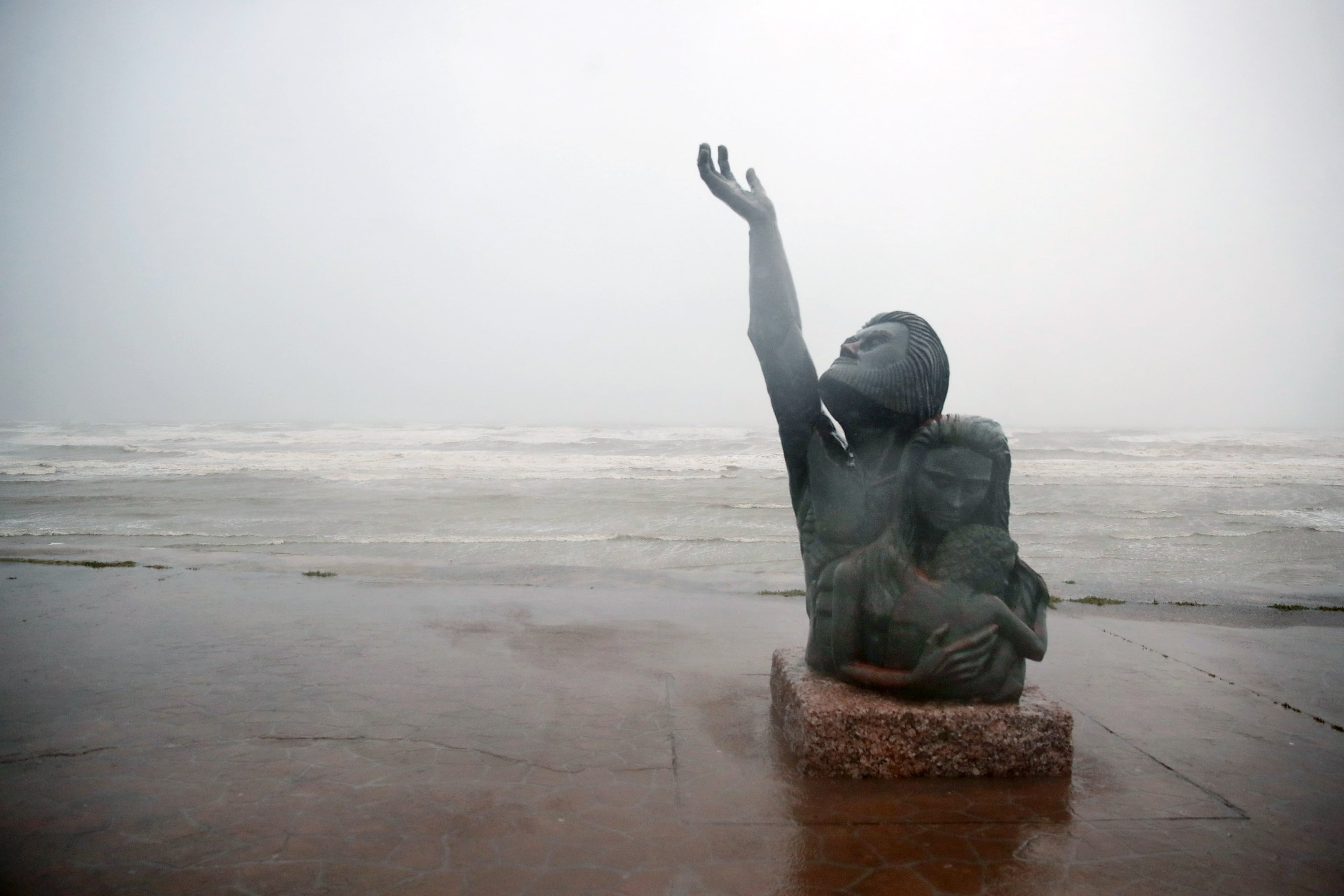 GALVESTON, TX - AUGUST 26: Wind and rain from Hurricane Harvey batter the shoreline on August 26, 2017 in Galveston, Texas. Harvey, which made landfall north of Corpus Christi late last night, is expected to dump upwards to 40 inches of rain in Texas over the next couple of days. (Photo by Scott Olson/Getty Images)