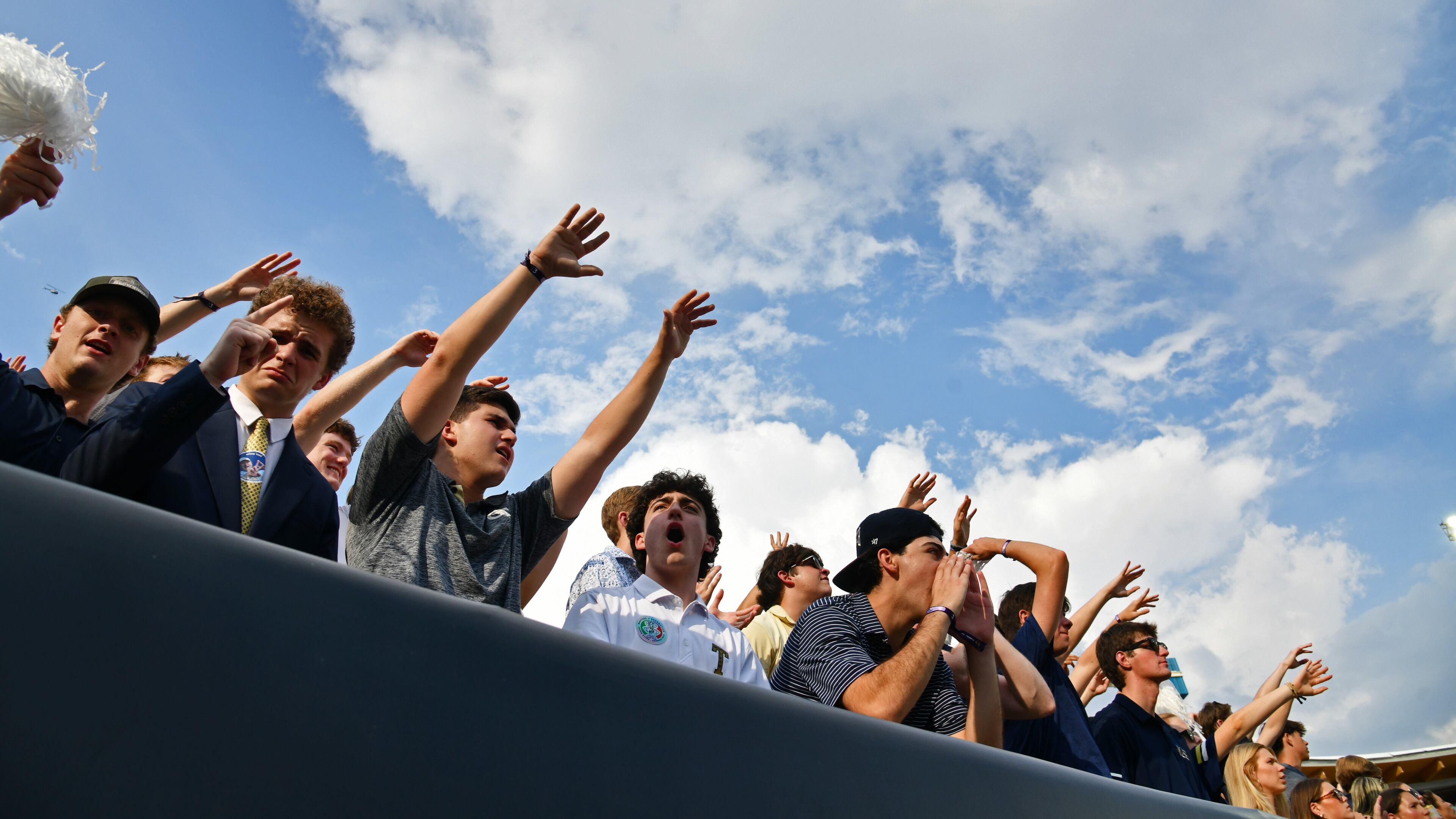 Georgia Tech fans cheer during the first half against Temple on Saturday, Sept. 20, 2025, at Bobby Dodd Stadium in Atlanta. (Hyosub Shin/AJC 2025)