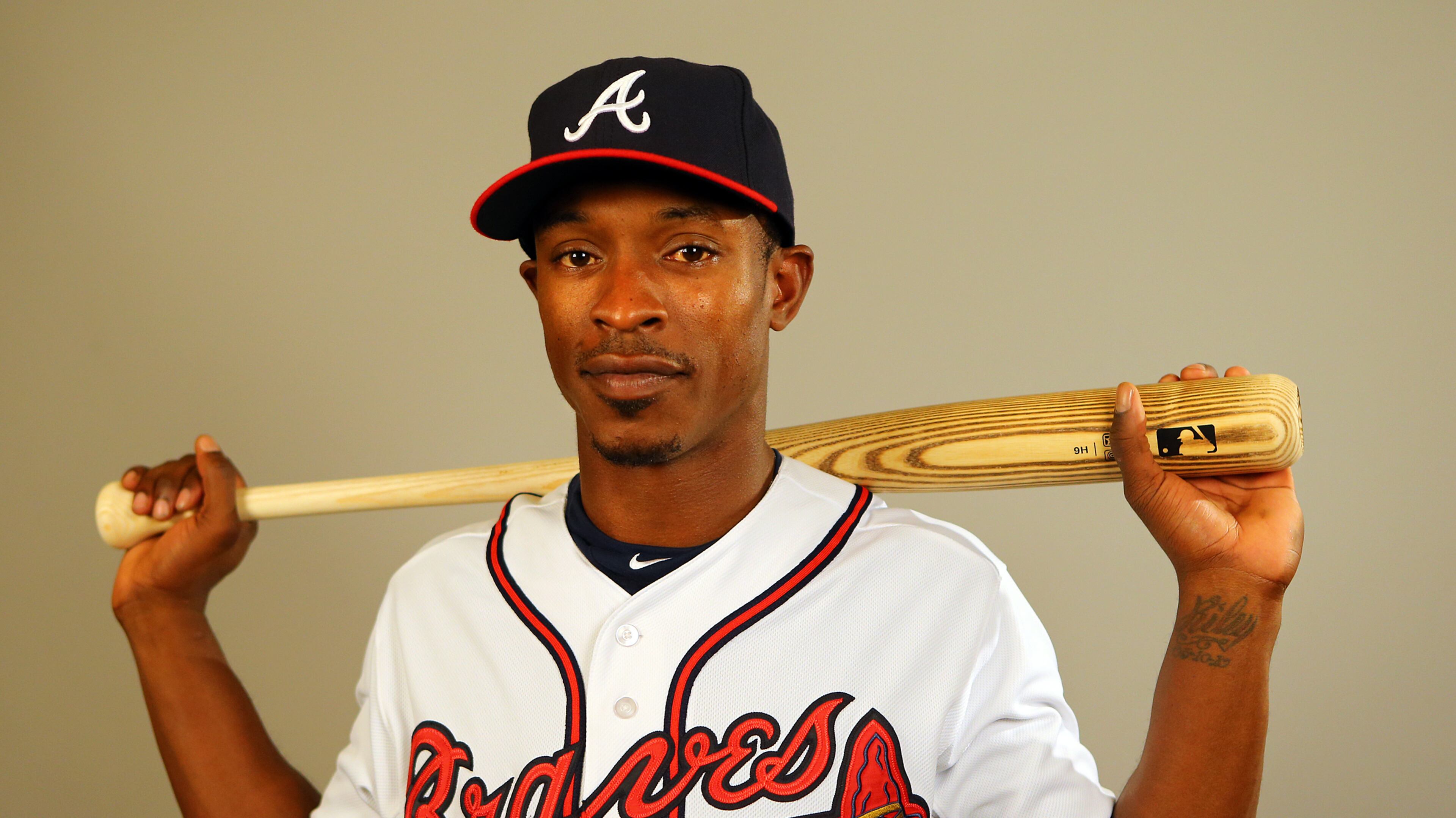 Braves outfielder B.J. Upton poses for a portrait during Braves Media Day at spring training on Monday, Feb. 24, 2014, in Lake Buena Vista, FL.