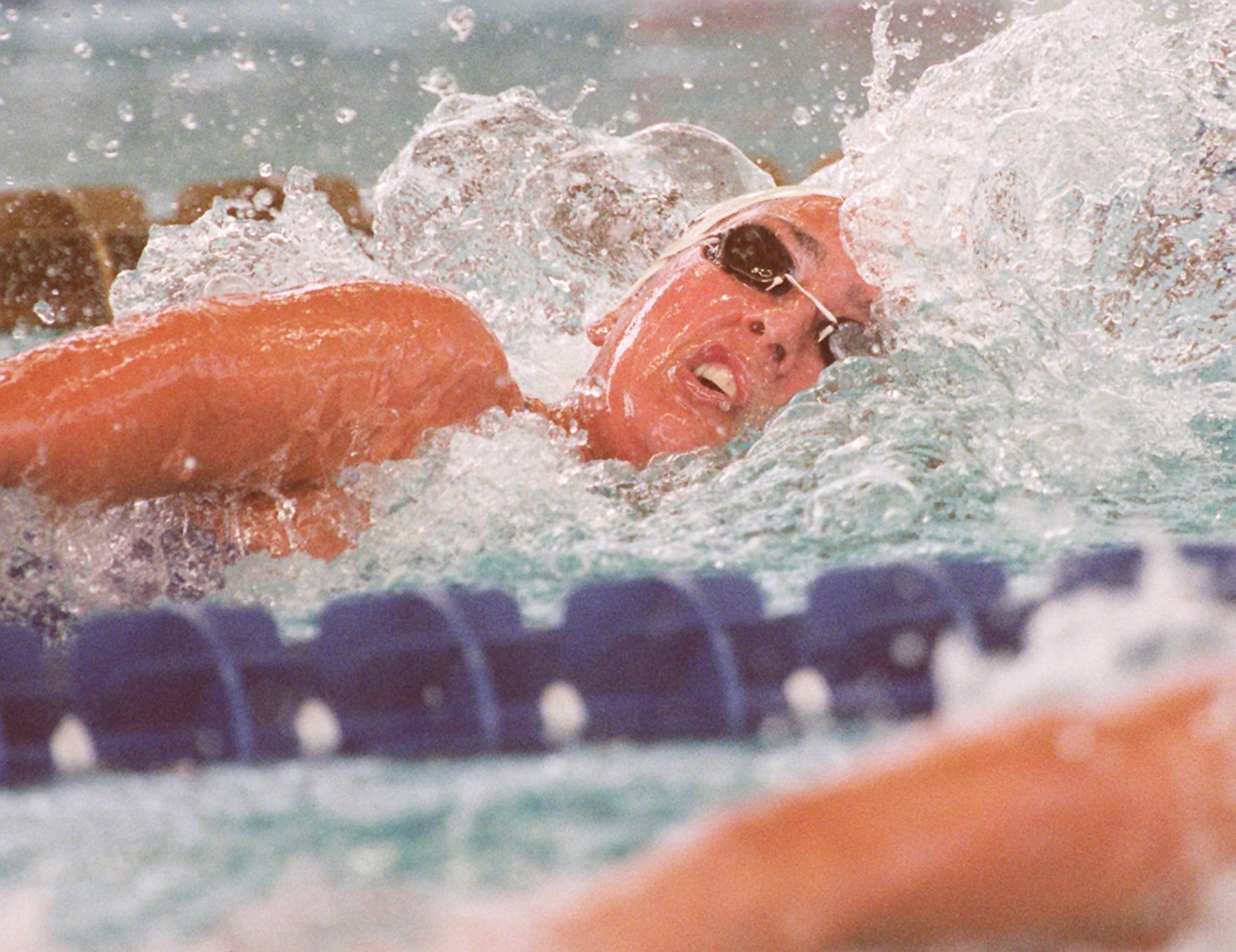 American Janet Evans competes in the 1996 Summer Olympic Games in Atlanta. (AJC Staff Photo/Renee Hannans)