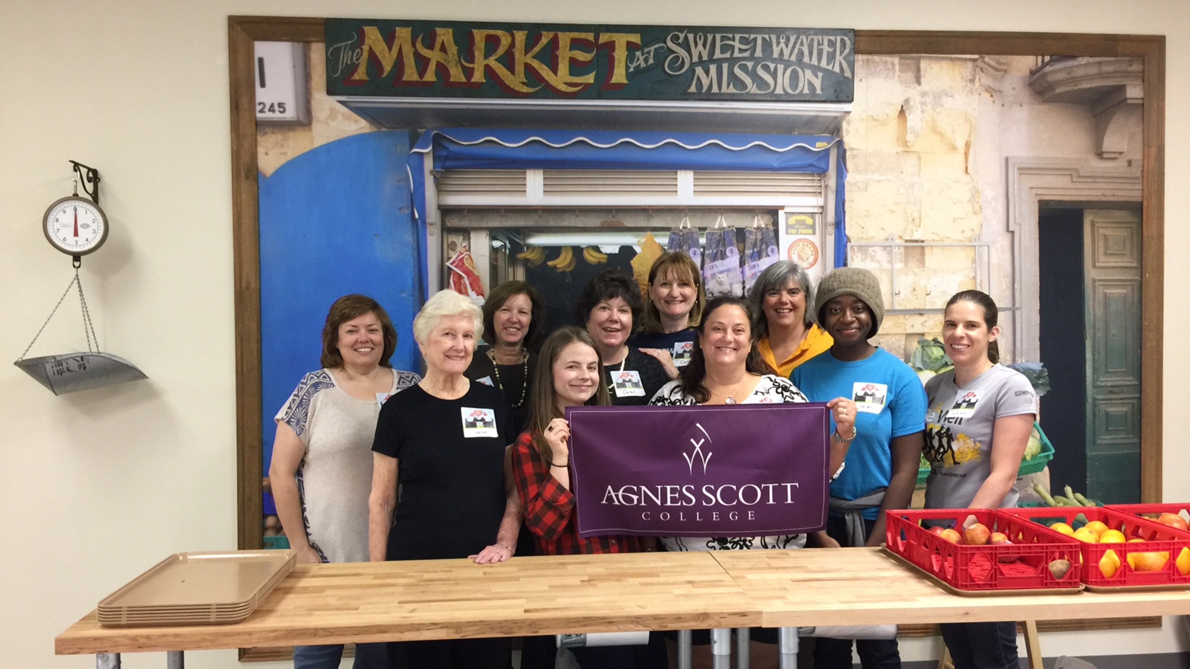 Agnes Scott College alumnae kicked off the first Scotties Give Back event in Atlanta by volunteering at Sweetwater Mission in Austell, Ga. Scotties Give Back is a new national volunteering initiative started by the alumnae of the Atlanta-based college. Photo courtesy of Scotties Give Back.