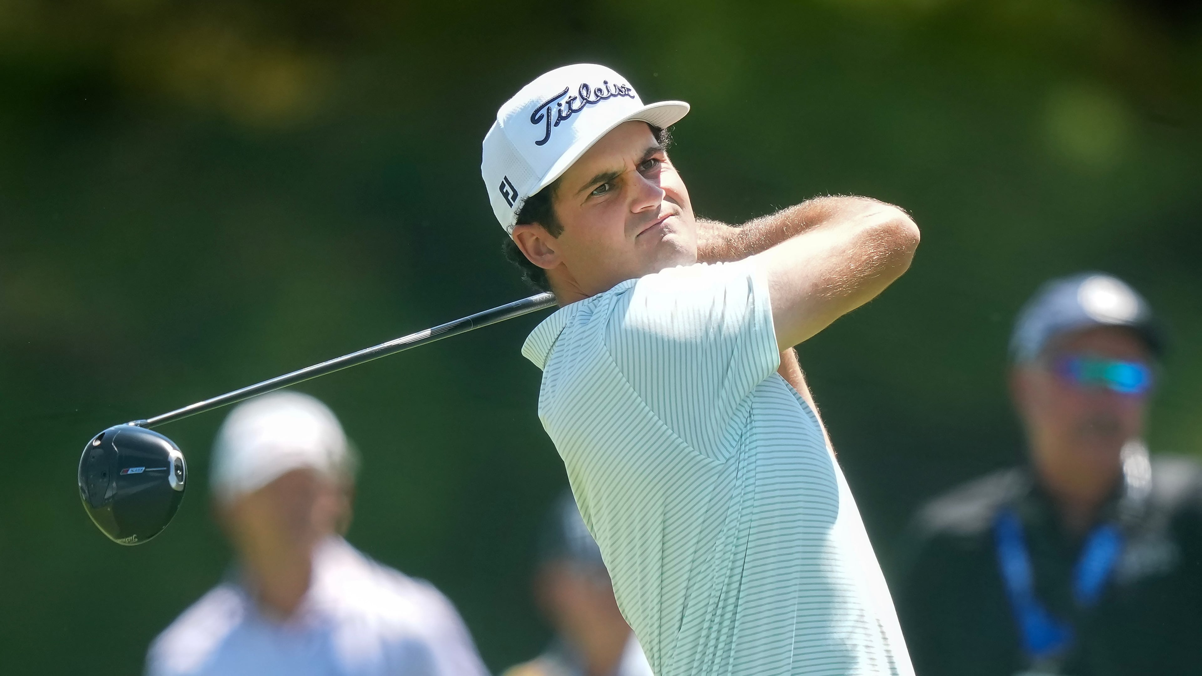 Jackson Suber tees off on the second hole during the third round at the Canadian Open golf tournament in Caledon, Ontario, Saturday, June 13, 2026. (Nathan Denette/The Canadian Press via AP)
