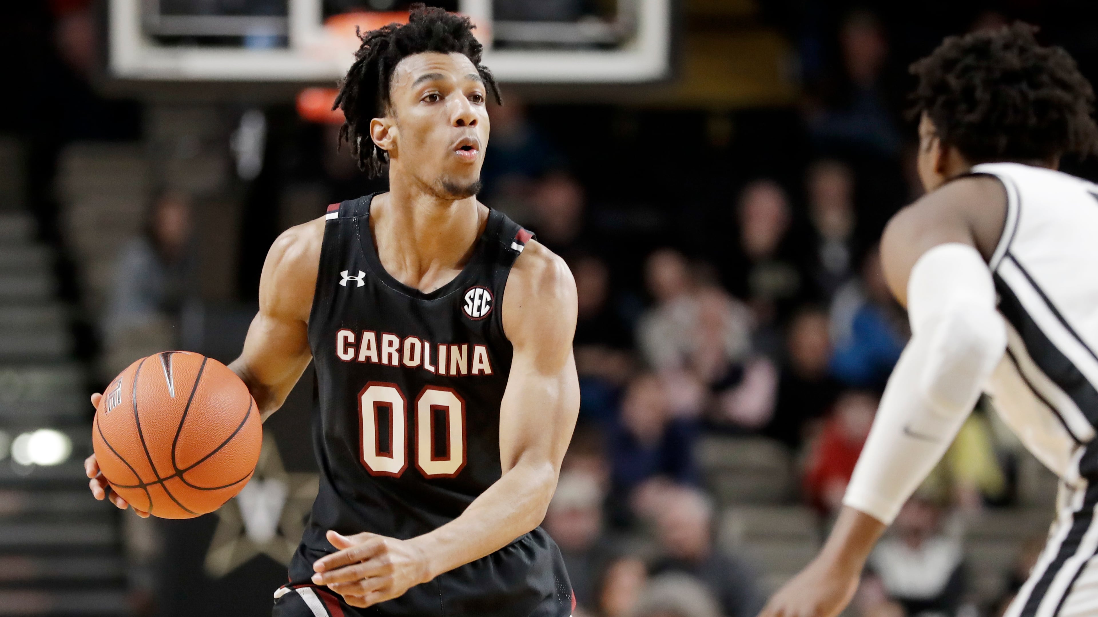 South Carolina guard A.J. Lawson posted 23 double-figure scoring games, including six 20-point outings as a sophomore.