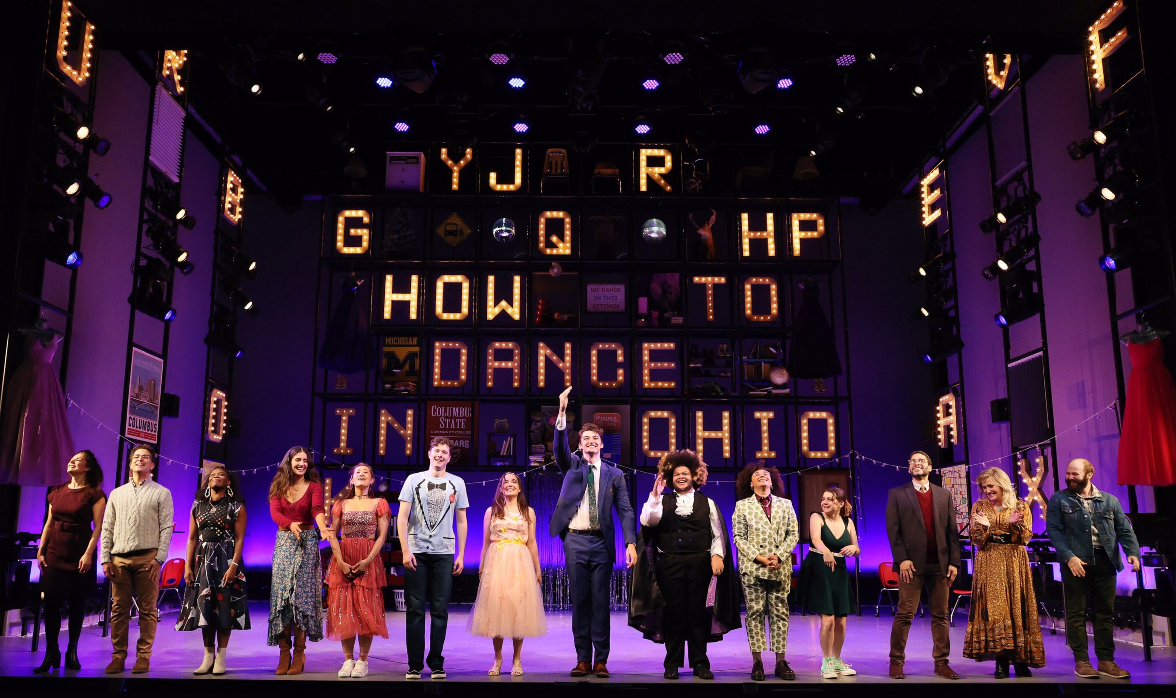 The cast of “How to Dance in Ohio” stands onstage during the world premiere of the musical last year at Syracuse Stage in New York. Photo: Curtis Brown