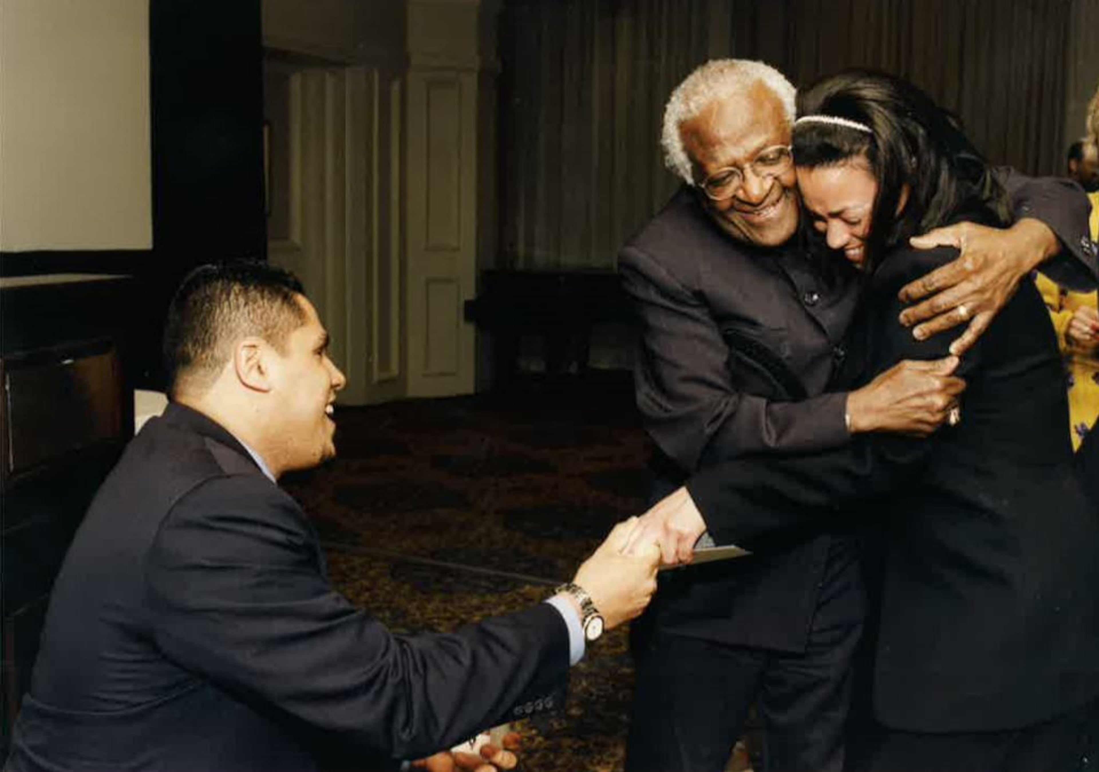 Joel Alvarado proposed to his future wife, Karcheik Sims-Alvarado in front this South African cleric and human rights activist Desmond Tutu. CONTRIBUTED