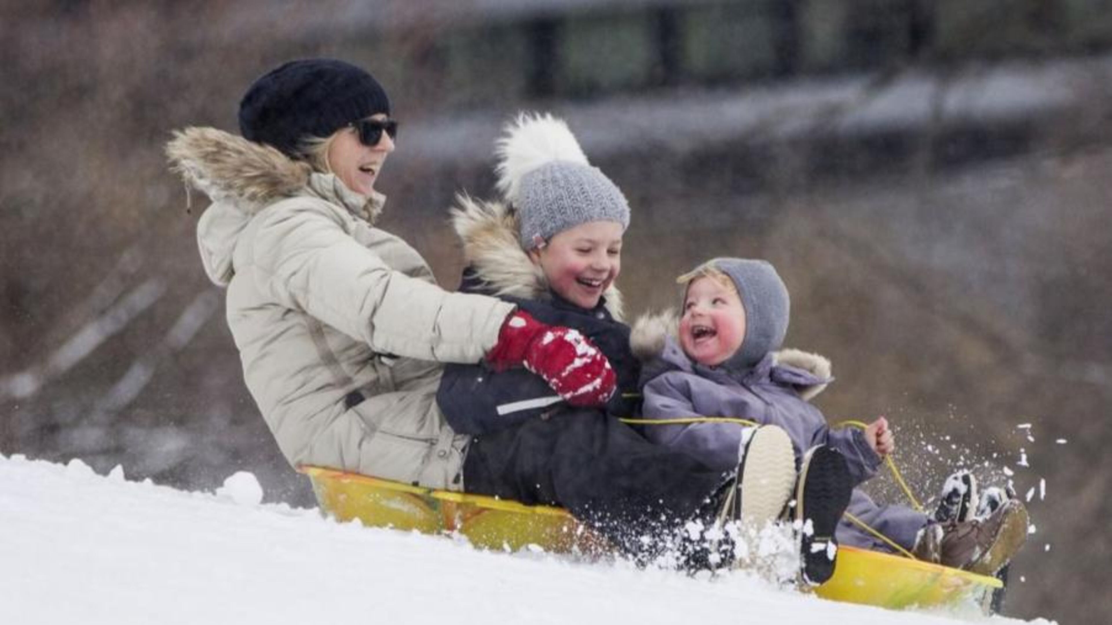 BOSTON, MA - FEBRUARY 13: A woman and her grandchilden sled on Boston Common following a winter storm February 13, 2017 in Boston, Massachusetts. Another winter storm has brought heavy snow and wind to the region. (Photo by Scott Eisen/Getty Images)