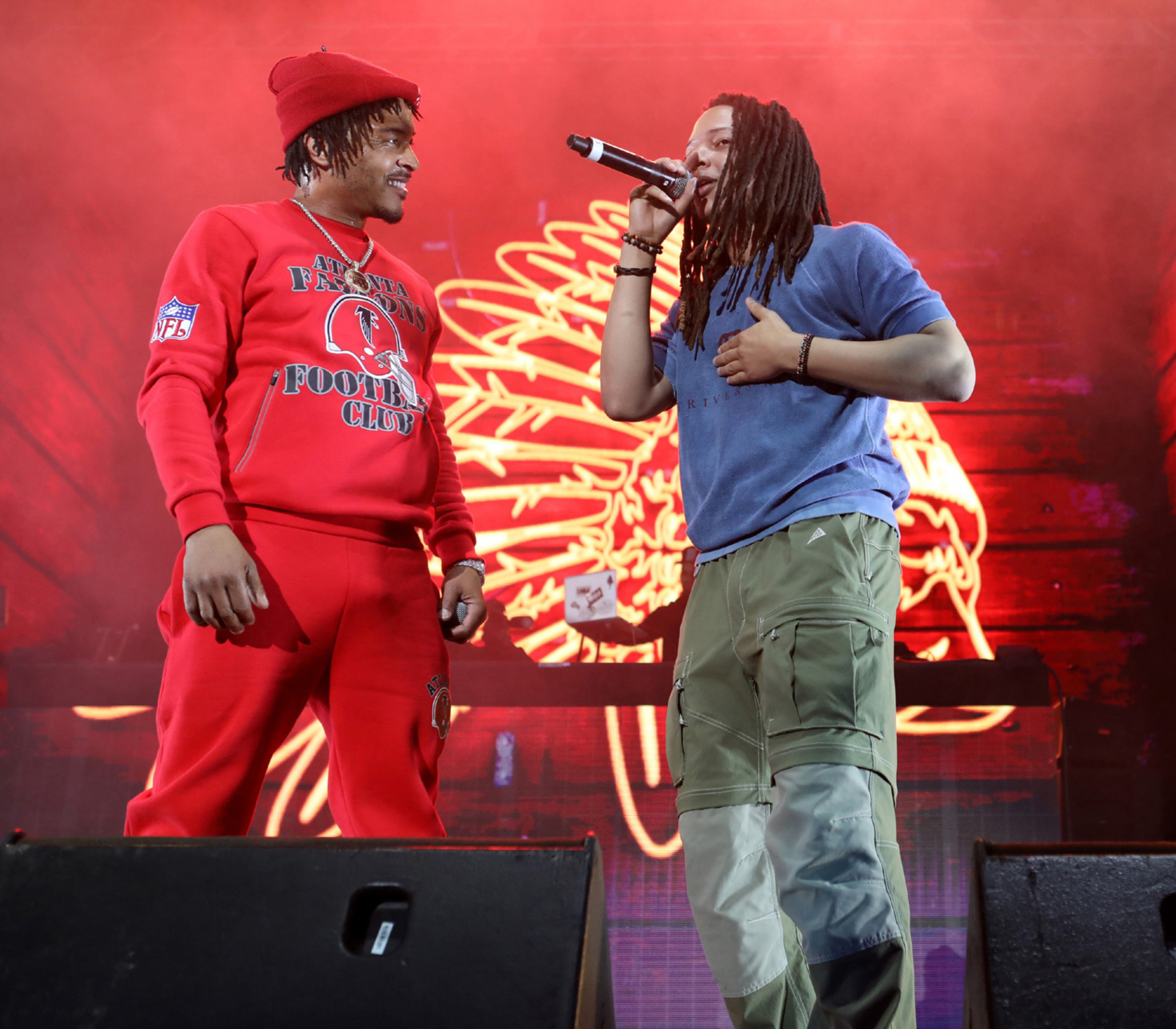 The Legendz of the Streetz Tour rocked sold-out State Farm Arena in Atlanta on Friday, April 1, 2022. The show featured hip-hop stars T.I. with son King Harris (above), Rick Ross, Jeezy, Trina, DJ Drama, Dav3D and D'Myke. (Photo: Robb Cohen for The Atlanta Journal-Constitution)