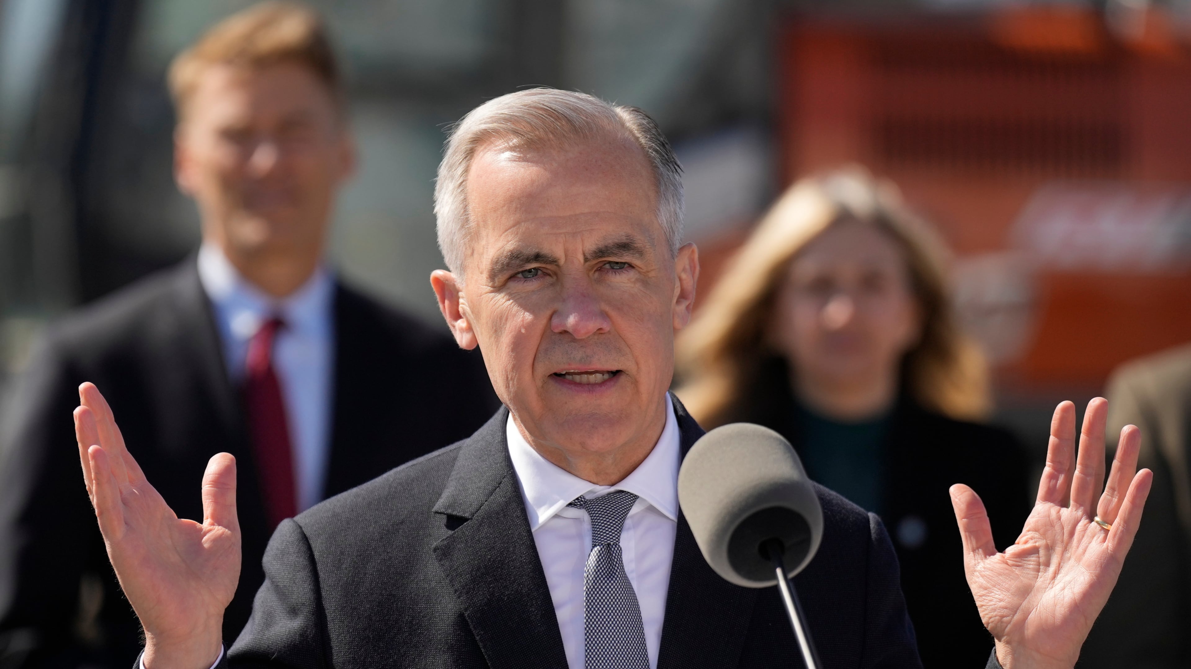 Prime Minister Mark Carney responds to a question during an event in Ottawa on Thursday, April 23, 2026. (Adrian Wyld/The Canadian Press via AP)