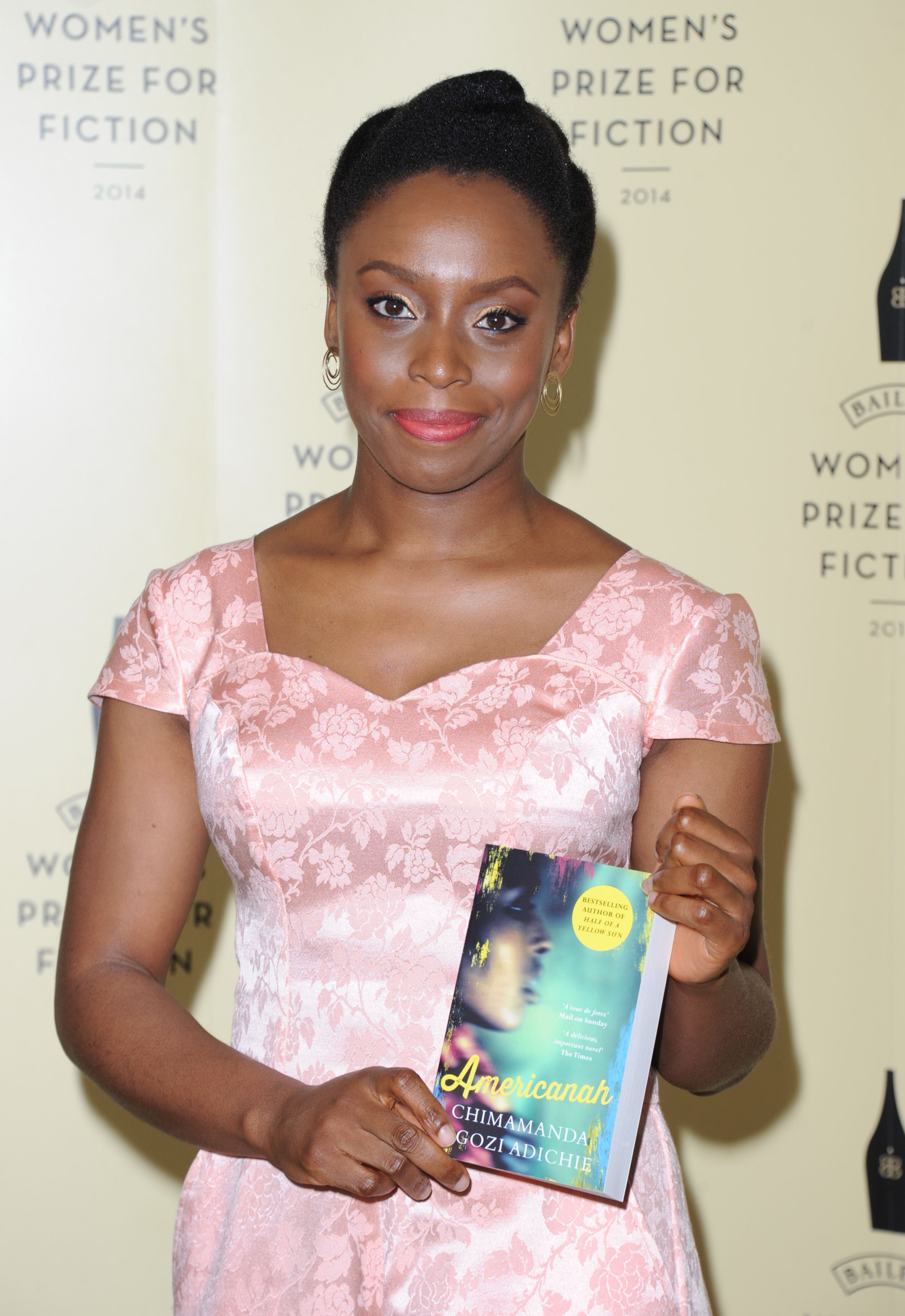 LONDON, ENGLAND - JUNE 04: Chimamanda Ngozi Adichie is one of the Authors shortlisted for the 2014 Baileys Women's Prize For Fiction, pictured at the winner announcement at the Royal Festival Hall on June 4, 2014 in London, England. (Photo by Stuart C. Wilson/Getty Images for Baileys/Diageo)