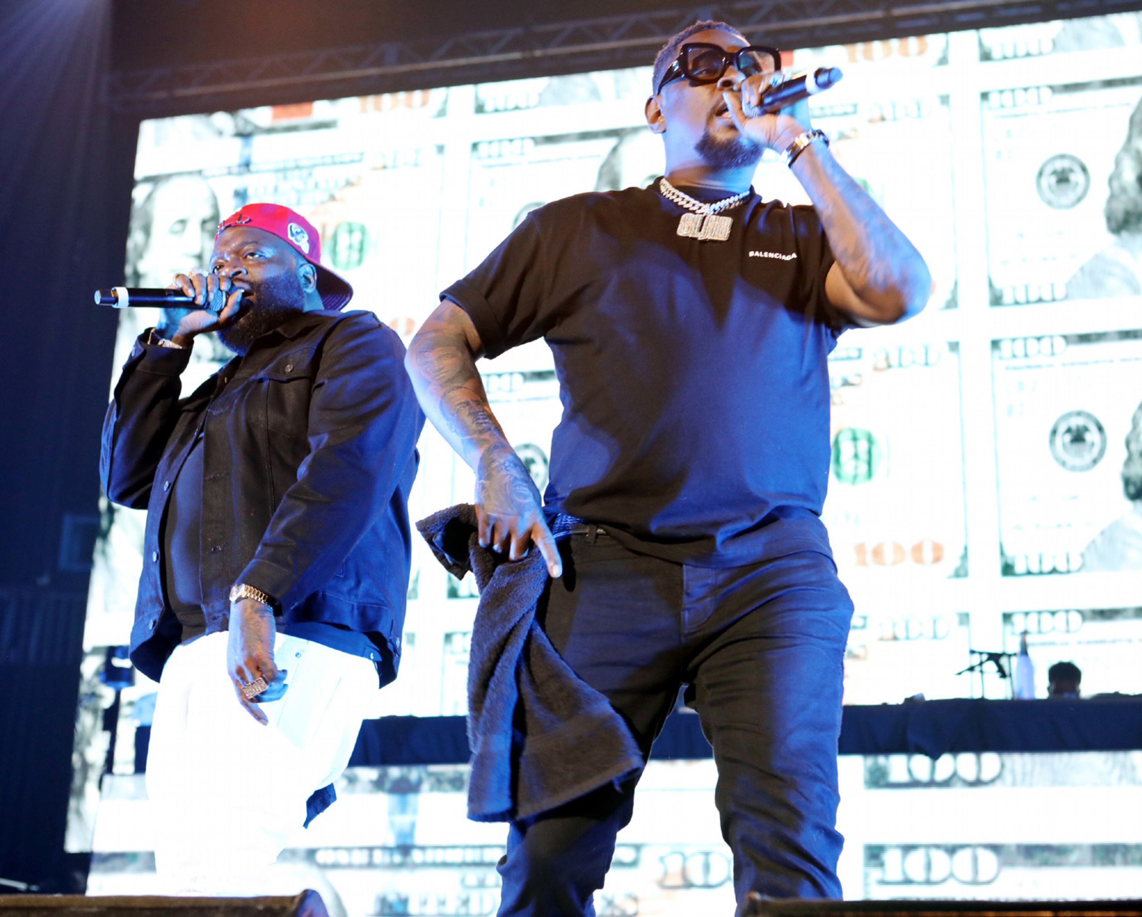 The Legendz of the Streetz Tour rocked sold-out State Farm Arena in Atlanta on Friday, April 1, 2022. The show featured hip-hop stars Rick Ross (above), Jeezy, T.I., Trina, DJ Drama, Dav3D and D'Myke. (Photo: Robb Cohen for The Atlanta Journal-Constitution)