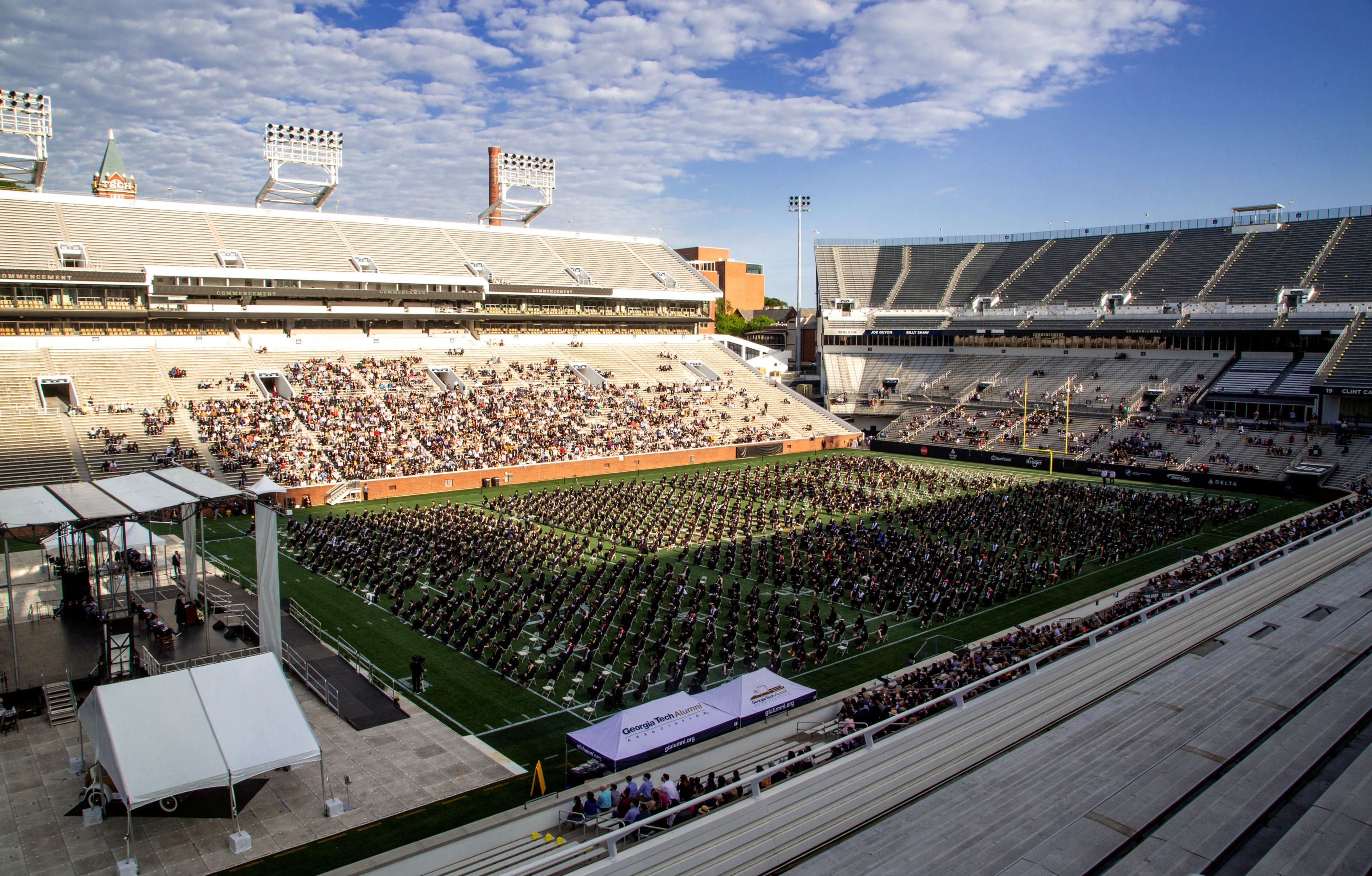 Graduates, family and friends fill Bobby Dodd Stadium during the Georgia Tech 2021 commencement ceremony on Saturday, May 8, 2021. Two ceremonies were held Saturday for bachelor’s degree recipients, and master's and doctoral graduates' ceremonies were held Friday. (Photo: Steve Schaefer for The Atlanta Journal-Constitution)