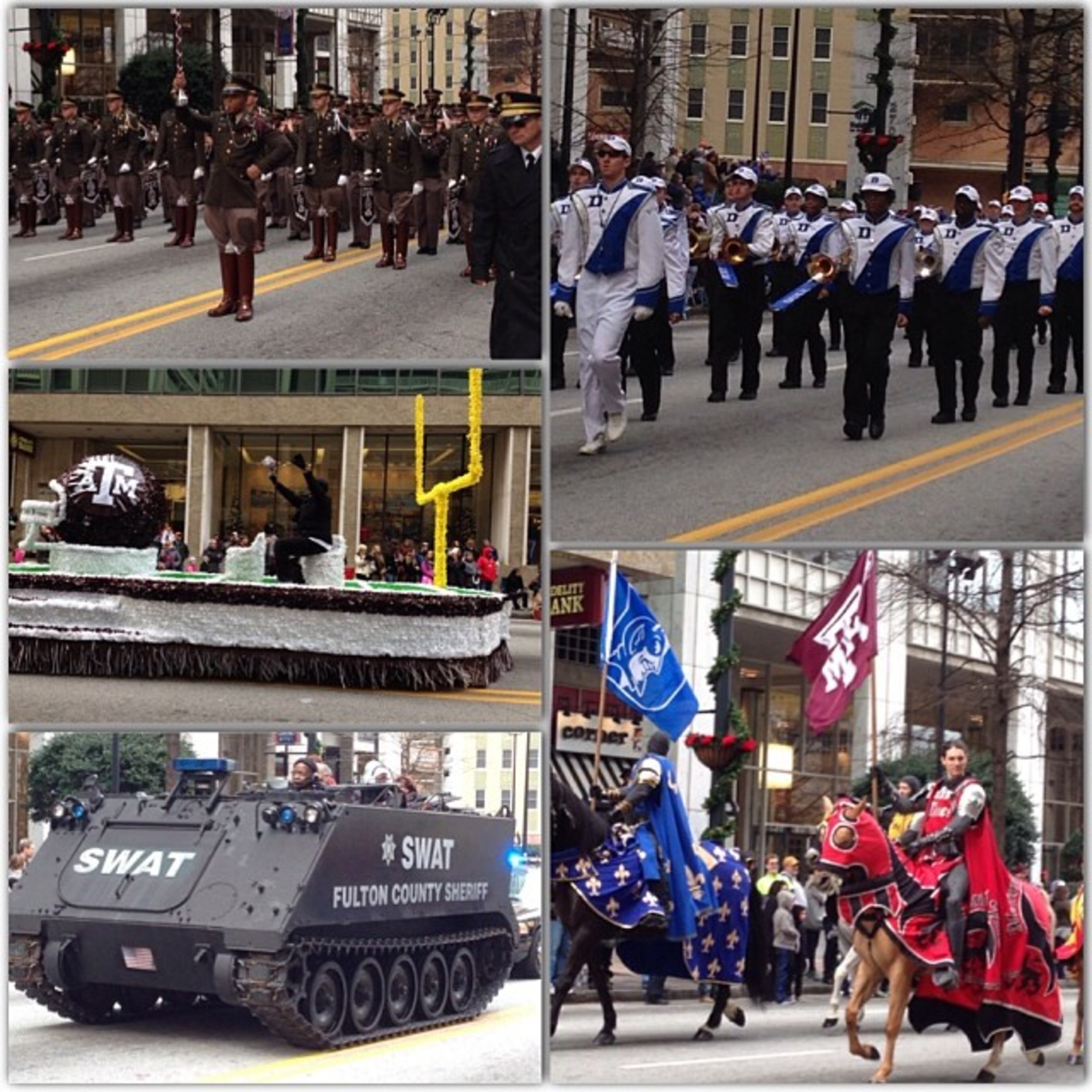 Chickfila bowl parade to kick off the day! Still don't know who I'm cheering for. #chickfilabowl #parade #duke #aggies Photo by @thomas23gilbert