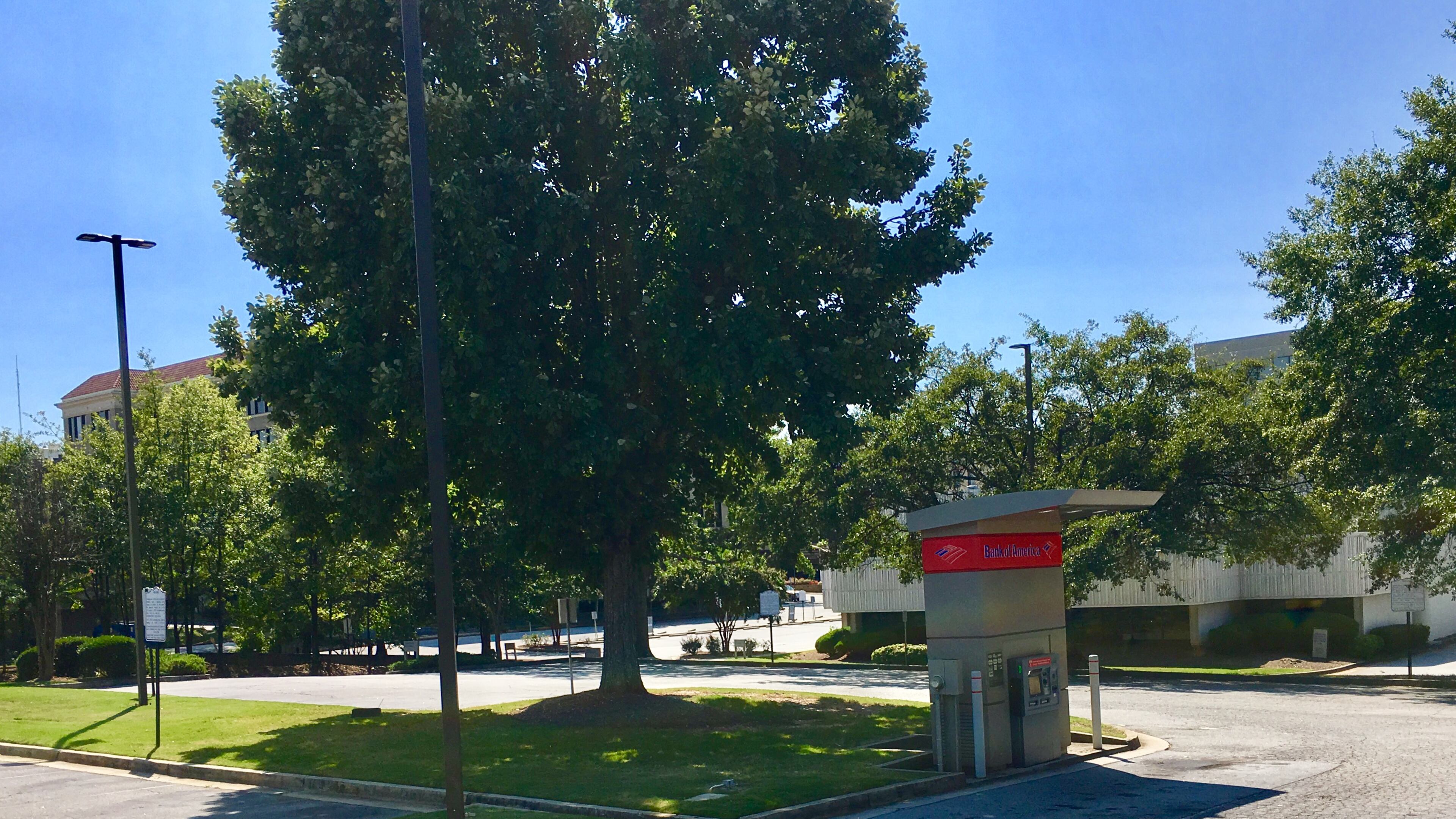 The Bank of America property in downtown Decatur, slated for re-development into mixed use including 232 apartments. A new bank will get built on the corner of Church Street and Commerce Drive, or roughly where this photo was taken. The current bank (background) gets replaced with an 80,000 square-foot office building. Bill Banks for the AJC.