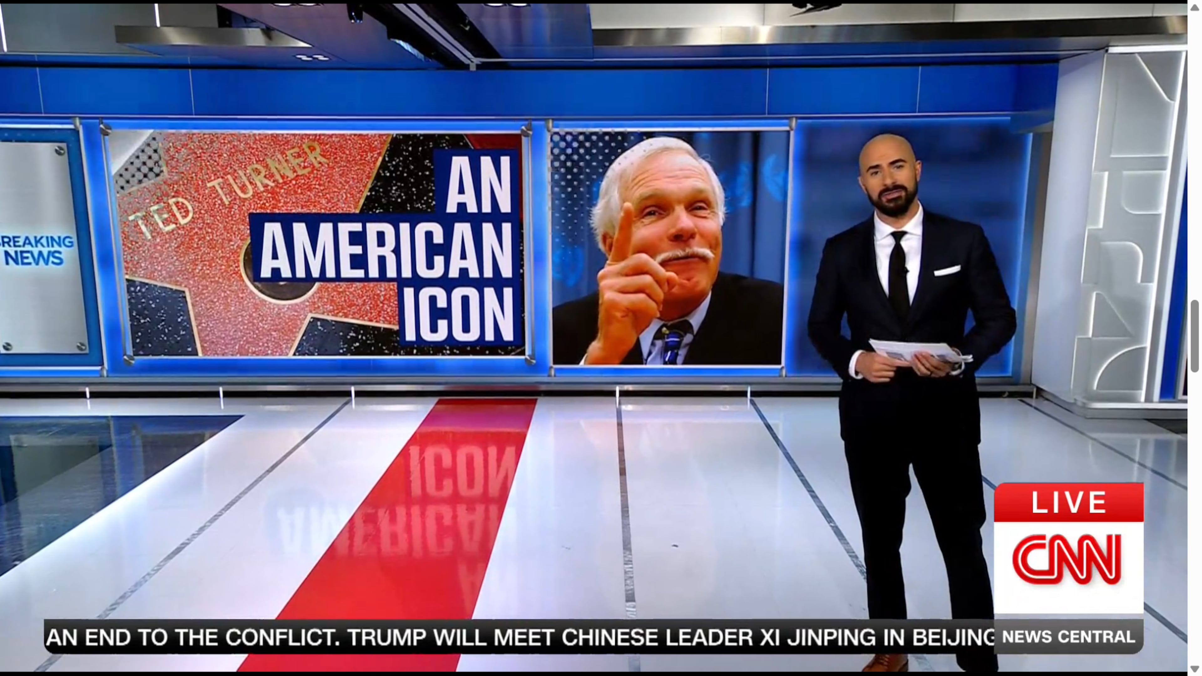 For about two hours, CNN covered Ted Turner's death with remembrances and anecdotes from those who worked directly with him. (CNN screenshot)