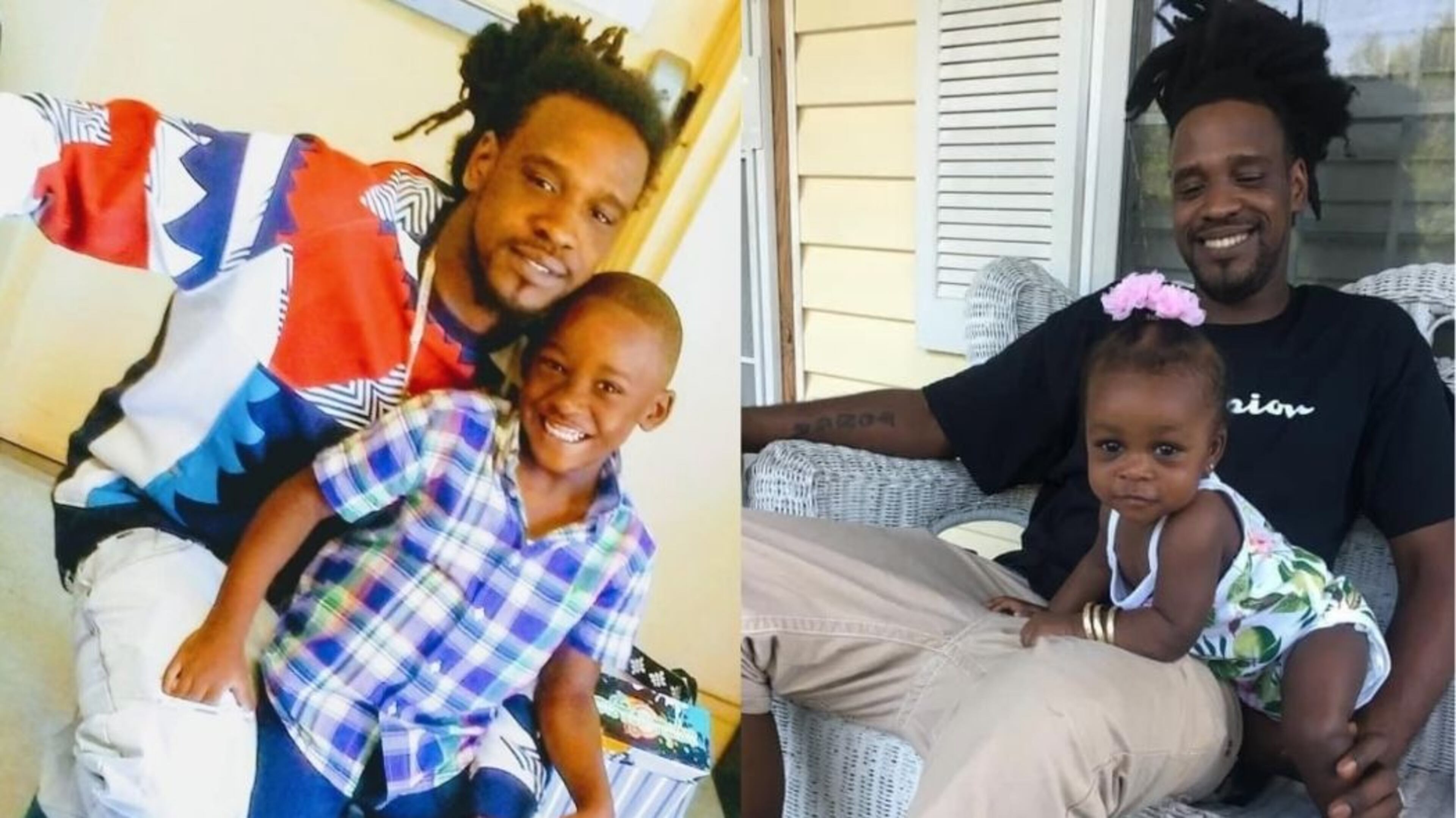 Ernest Thompson with his now 9-year-old son, Evan Thompson, and now 3-year-old daughter, Emani Thompson.