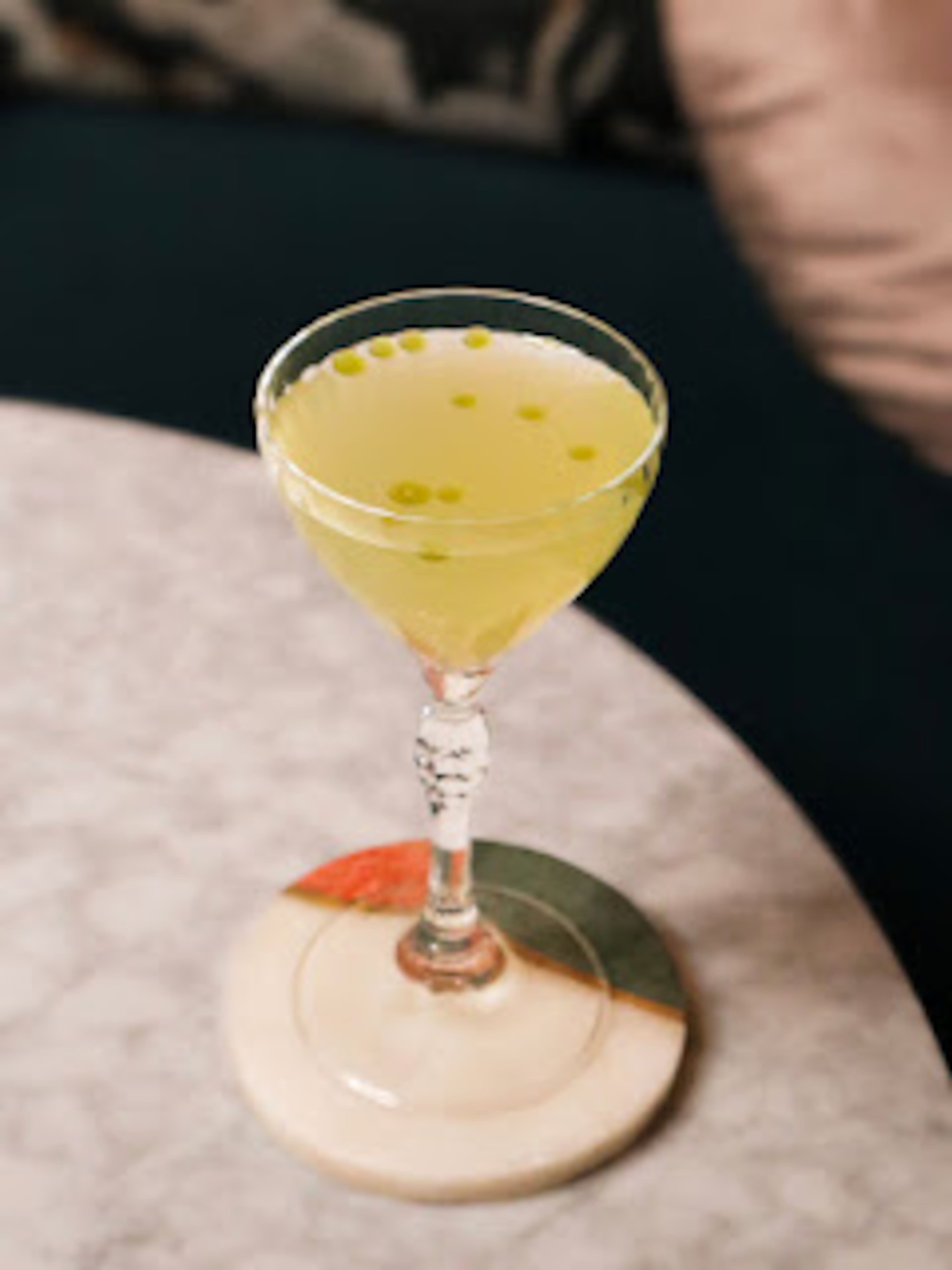 The nonalcoholic Celery Gimlet at Lazy Betty is simultaneously savory and refreshing. (Courtesy of Colette Collins)