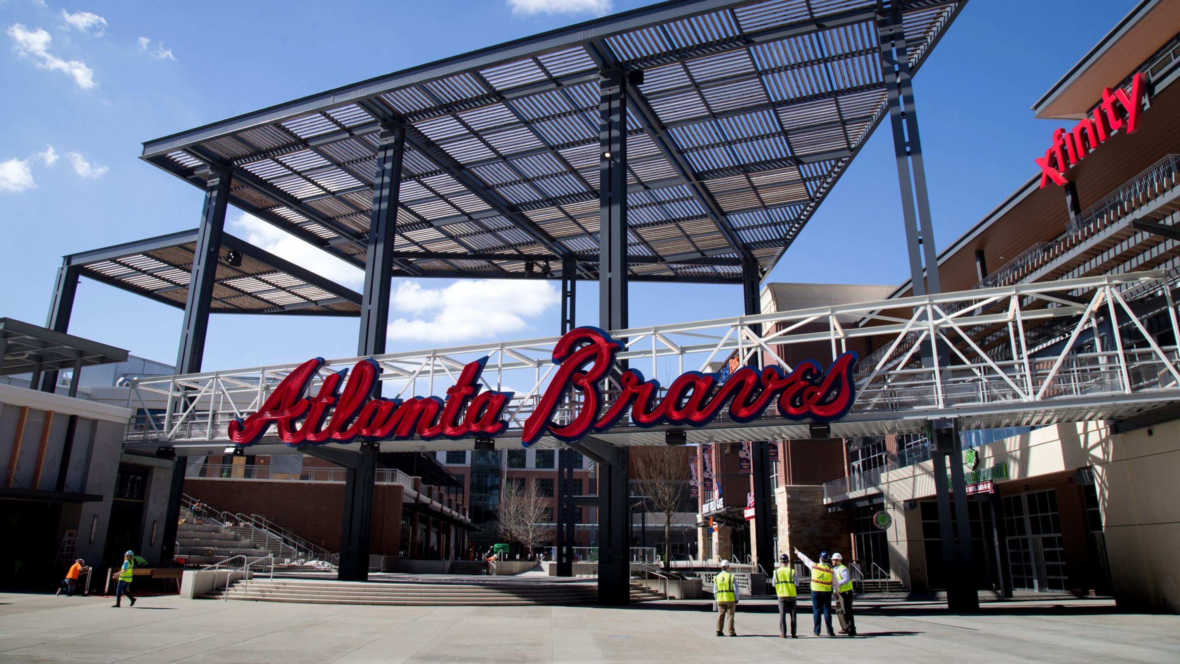 The final touches are being taken care of at the Braves’ new stadium, SunTrust Park. (Steve Schaefer, Special to the AJC)