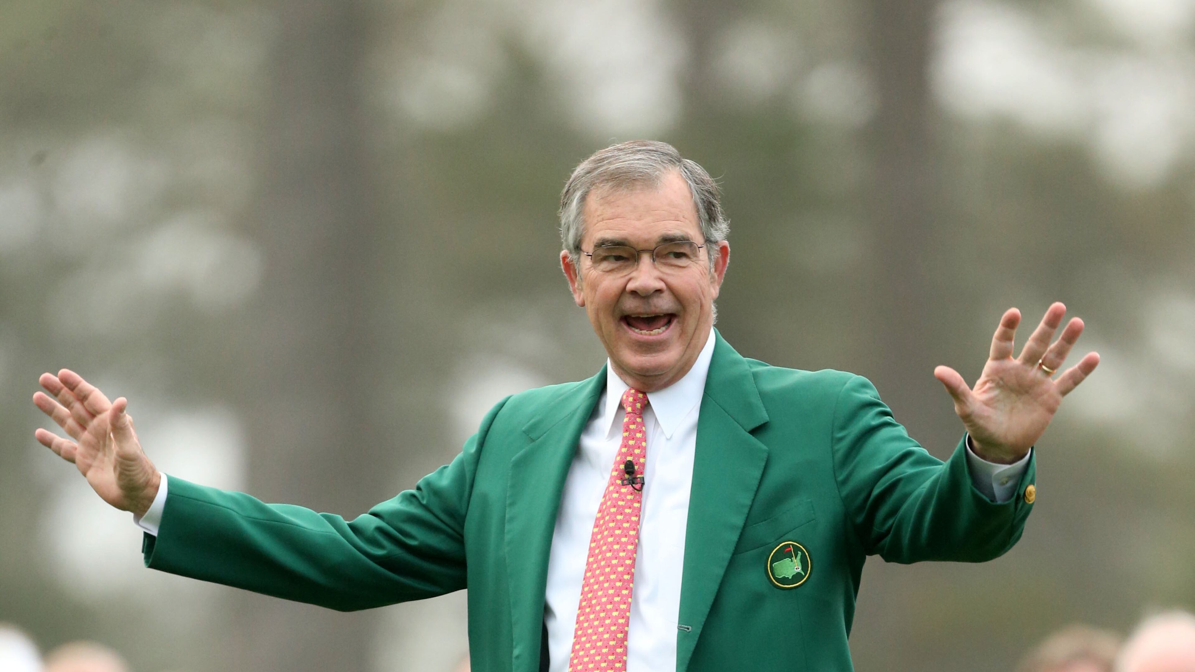 No more will Billy Payne kick off the Masters by welcoming the fans and the honorary starters, as here in 2013. (JASON GETZ / JGETZ@AJC.COM)
