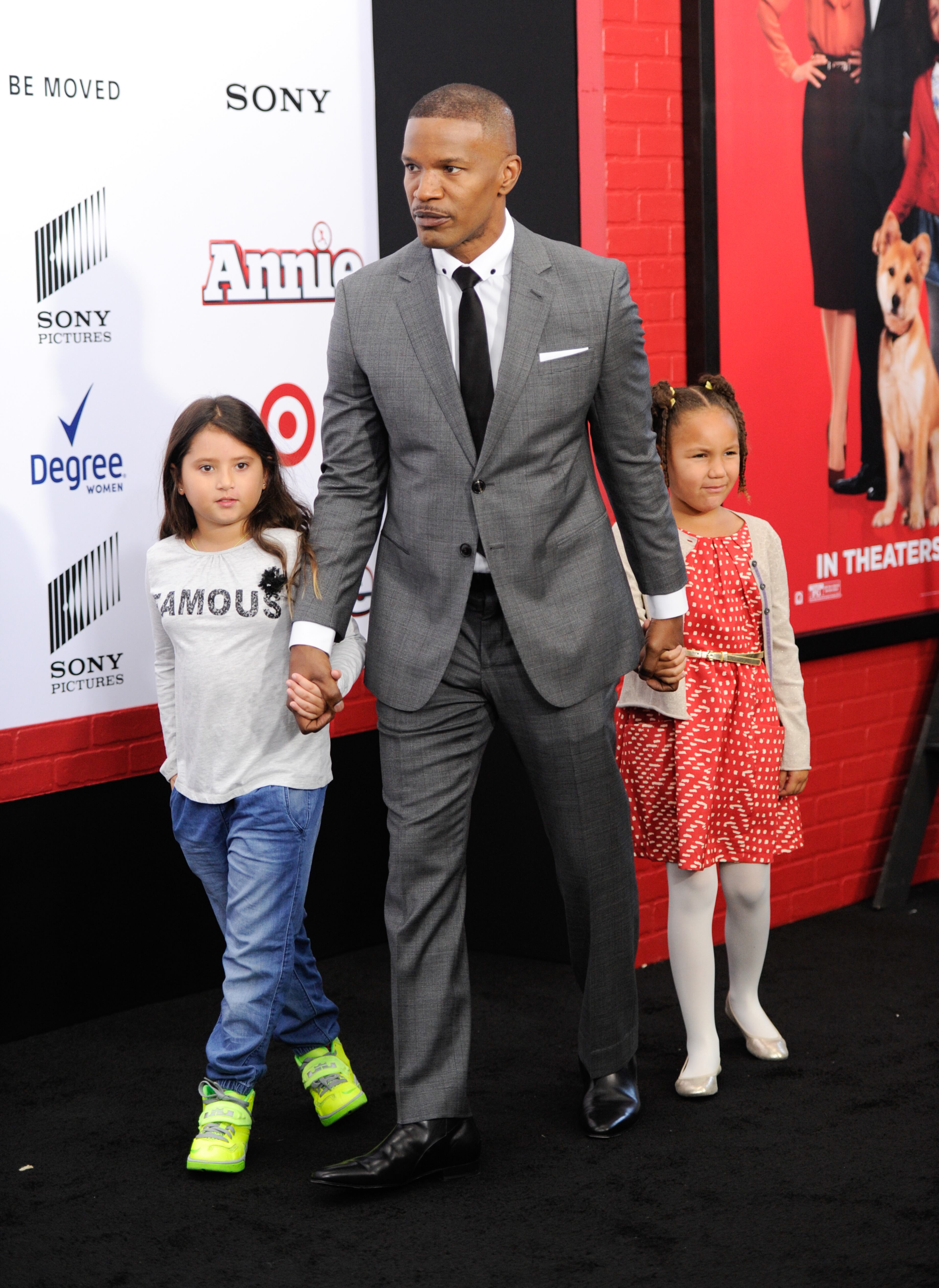 Actor Jamie Foxx attends the world premiere of "Annie" at the Ziegfeld Theatre on Sunday, Dec. 7, 2014, in New York. (Photo by Evan Agostini/Invision/AP)