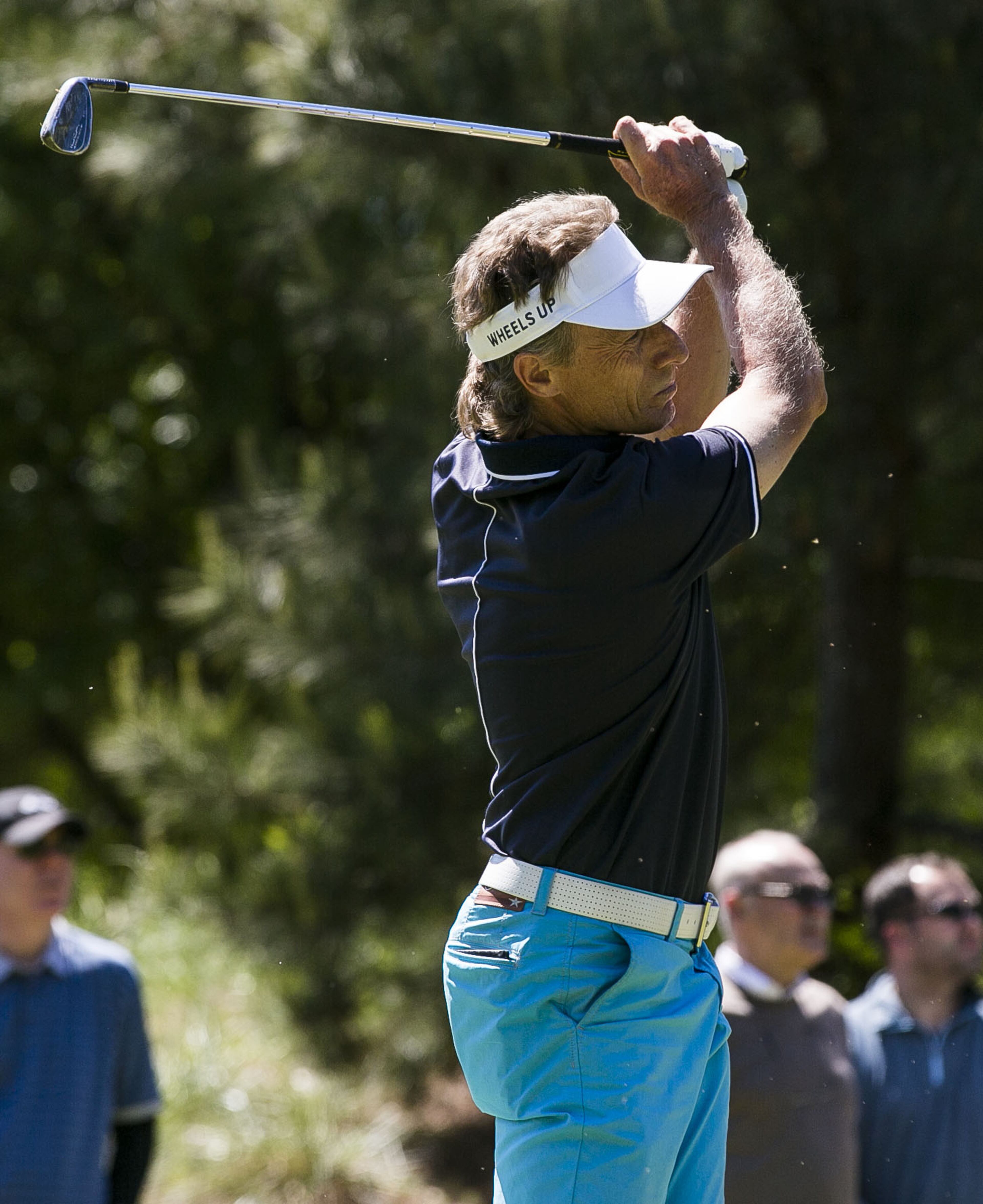 DULUTH, GA - APRIL 16: Bernhard Langer hits his tee shot on the second hole during the second round of the Mitsubishi Electric Classic at TPC Sugarloaf on April 16, 2016 in Duluth, Georgia. (Photo by David Welker/Getty Images)