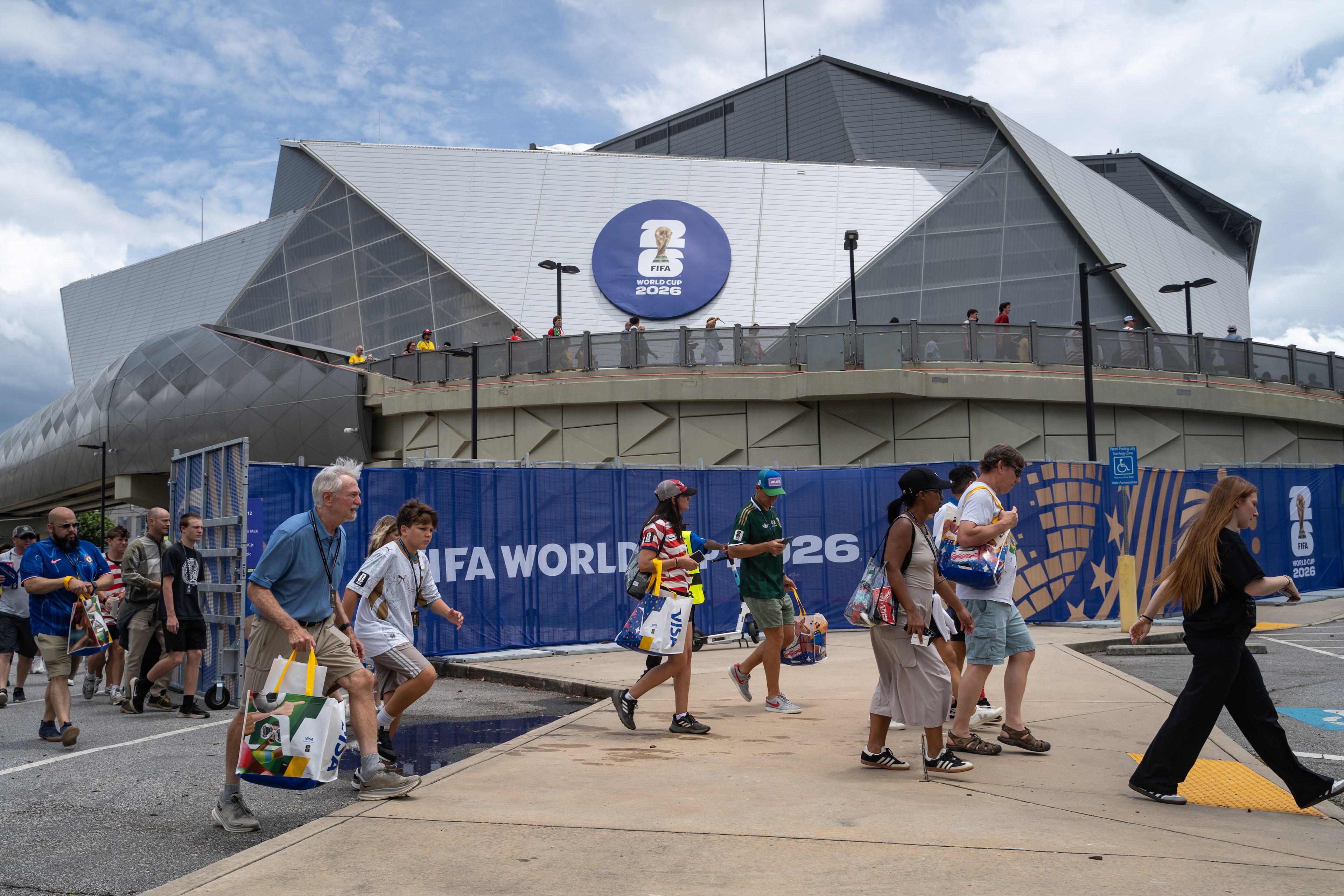 Soccer fans leave Mercedes-Benz Stadium after the South Africa verses Czechia match on Thursday, June 18, 2026. (Ben Hendren for the AJC)