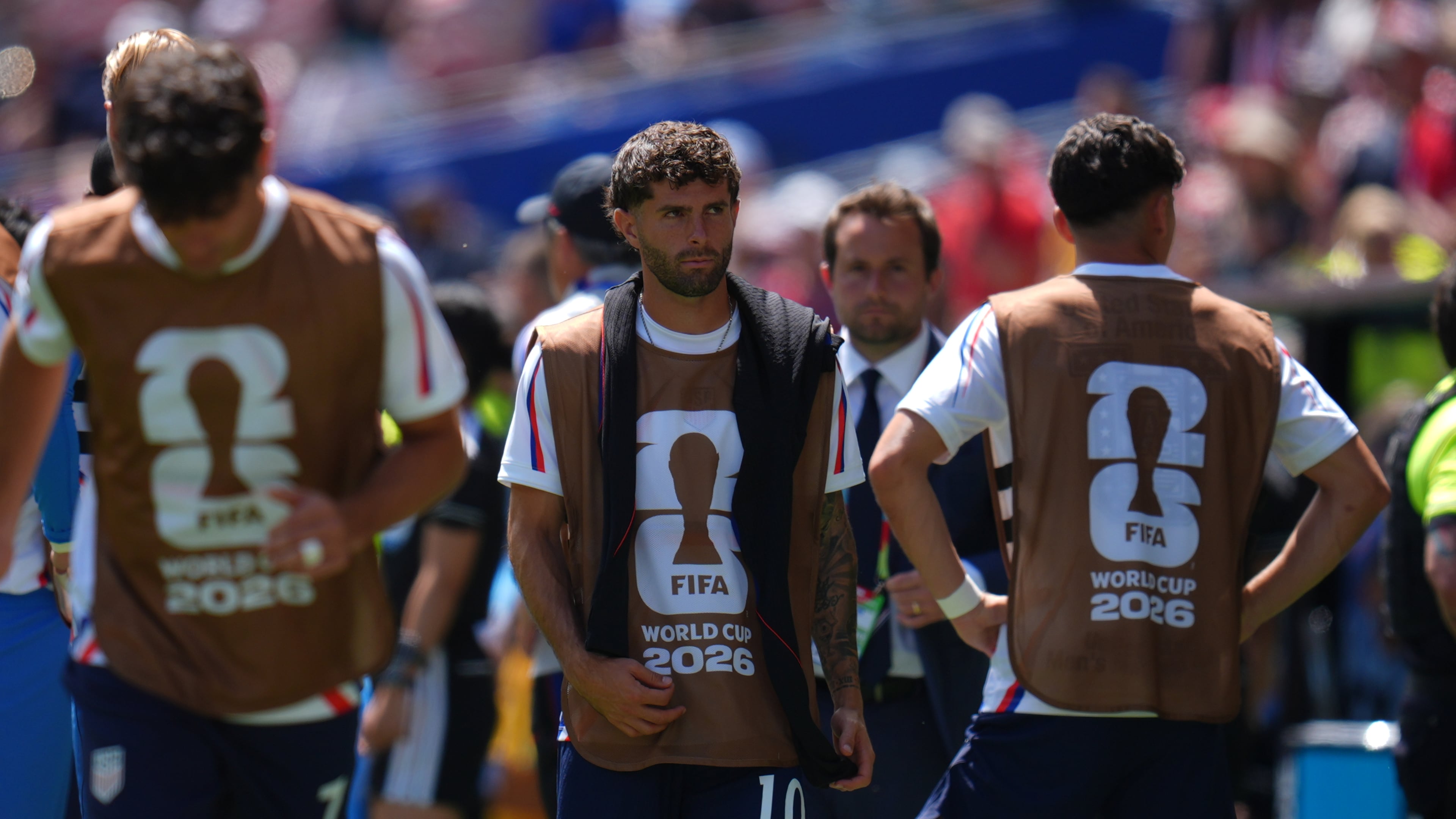 United States' Christian Pulisic (10) during the World Cup Group D soccer match between the United States and Australia in Seattle, Friday, June 19, 2026. (AP Photo/Manu Fernandez)