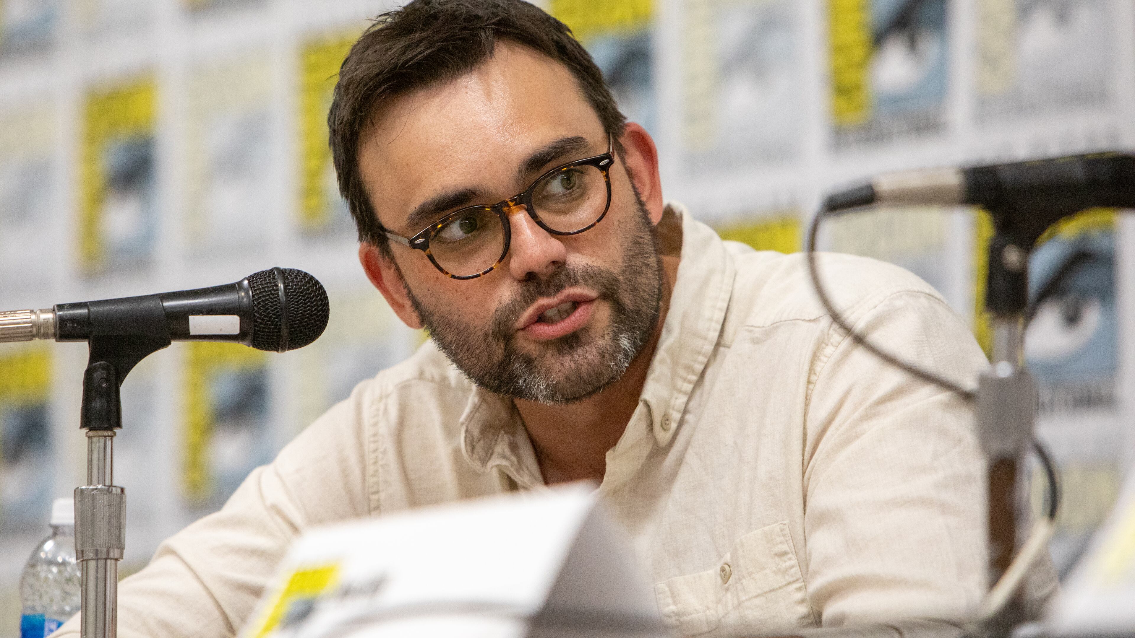 Andrew Aydin (shown at 2023 Dragon Con) and collaborators Kelly Sue DeConnick and Valentine De Landro will be debuting new politically oriented comic books at 2024 Dragon Con.