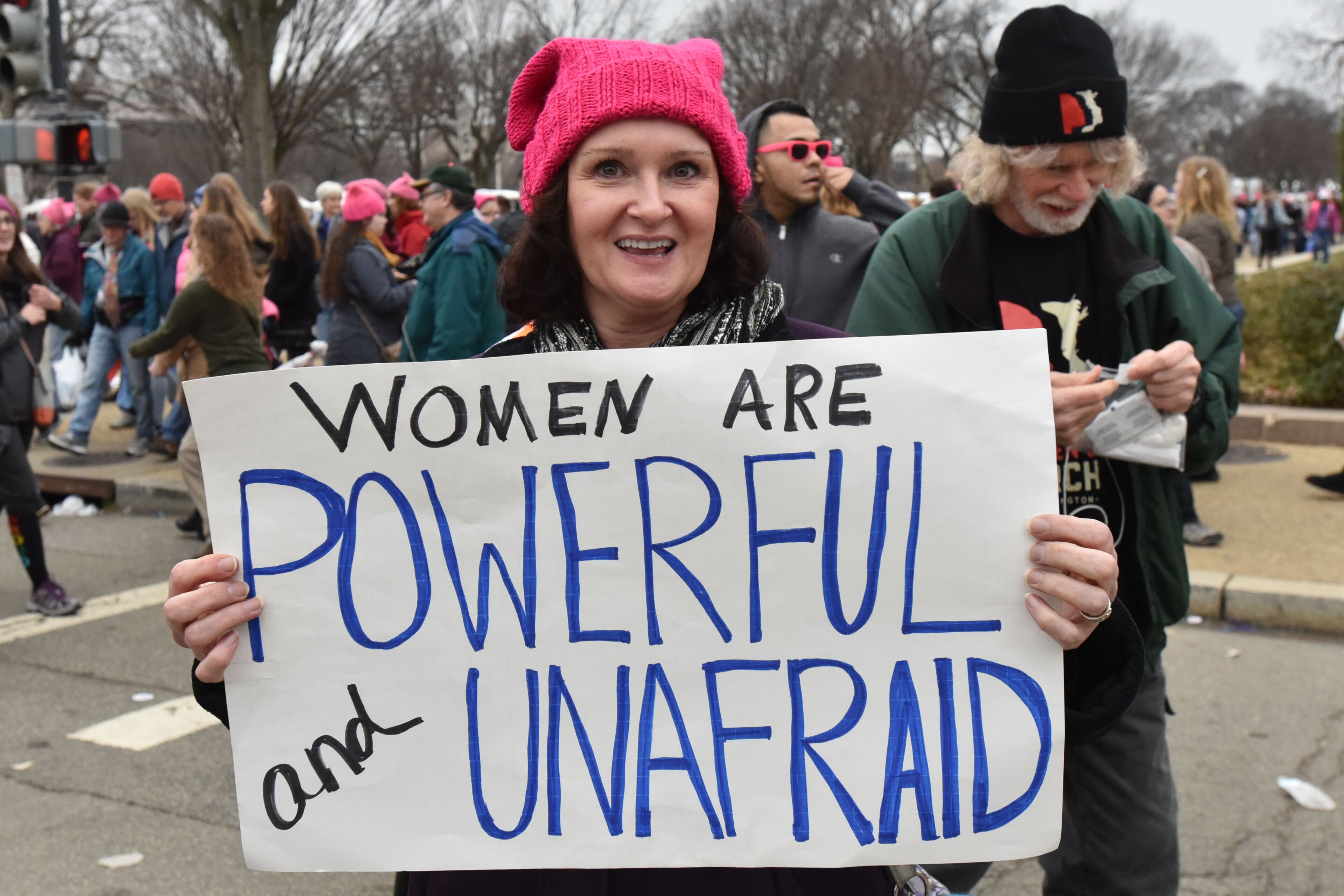 January 21, 2017 Washington D.C. - Laura Simonelli, of New York, NY, holds her sign during the Womenâs March on Washington on Saturday, January 21, 2017. HYOSUB SHIN / HSHIN@AJC.COM