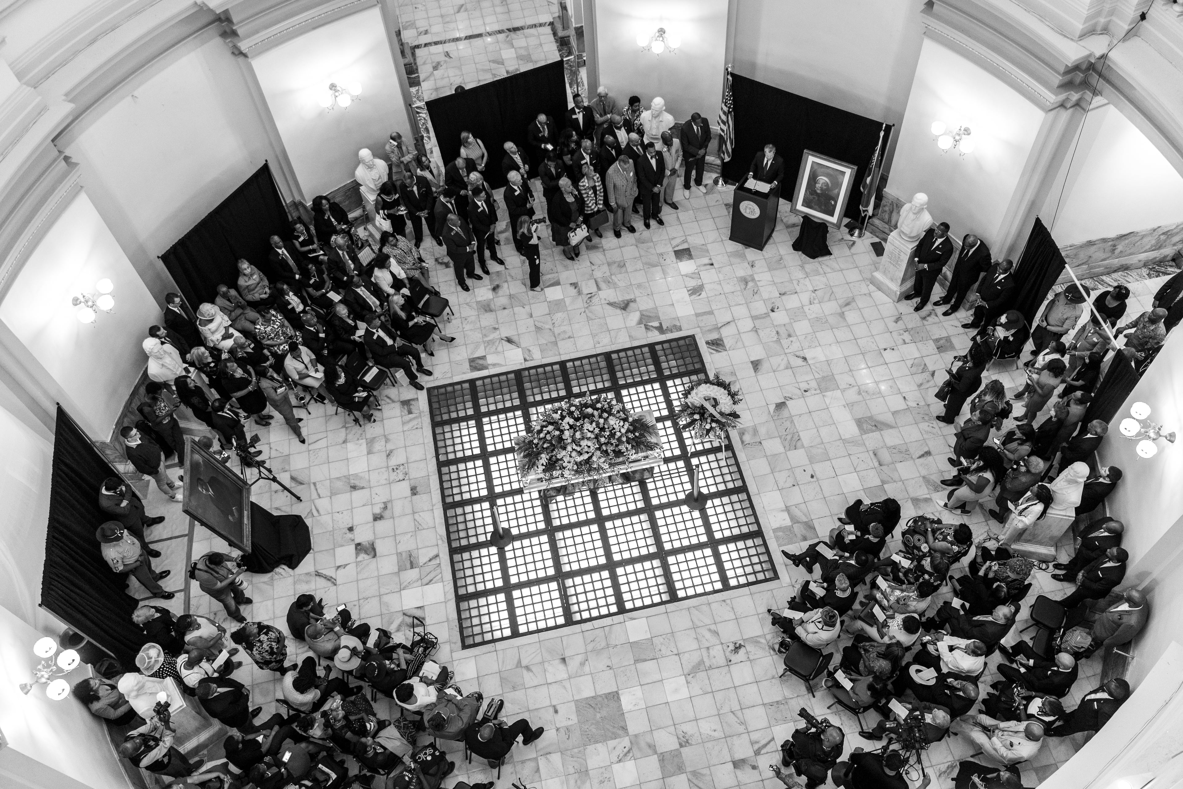 Christine King Farris, Martin Luther King Jr.’s last surviving sibling, lies in state at the Georgia Capitol in 2023. She was only the fourth Black Georgian to lie in state at the Capitol, and Willie Watkins Funeral Home performed the services for all of them, including Coretta Scott King, John Lewis and C.T. Vivian.