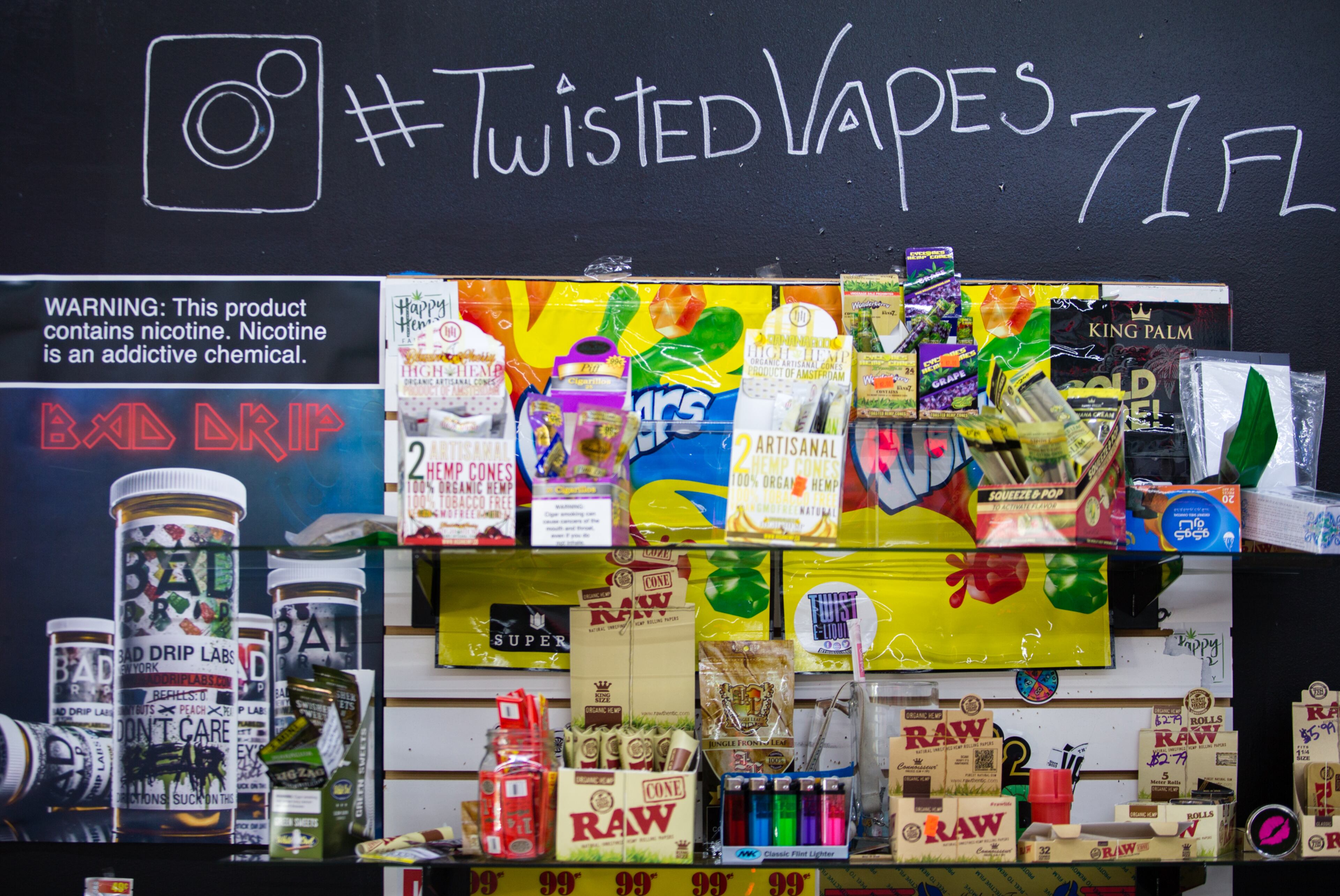Twisted Vapes is doing relatively well selling vape juice, CBD flowers, infused lollipops and tobacco products. (Jenni Girtman for The Atlanta Journal-Constitution)