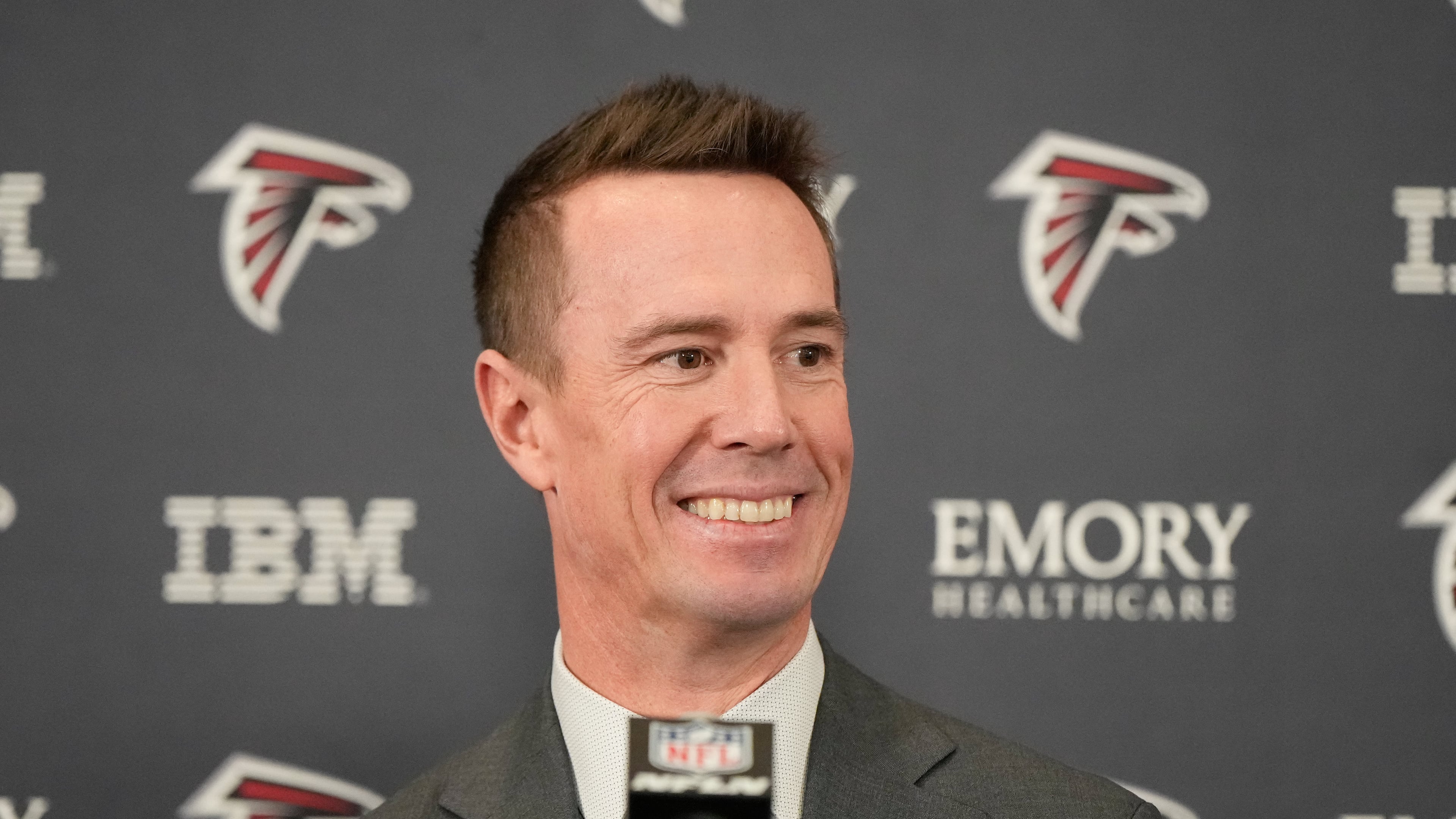 Former Falcons quarterback Matt Ryan holds a news conference as the new Atlanta Falcons president of football Tuesday. (Brynn Anderson/AP)
