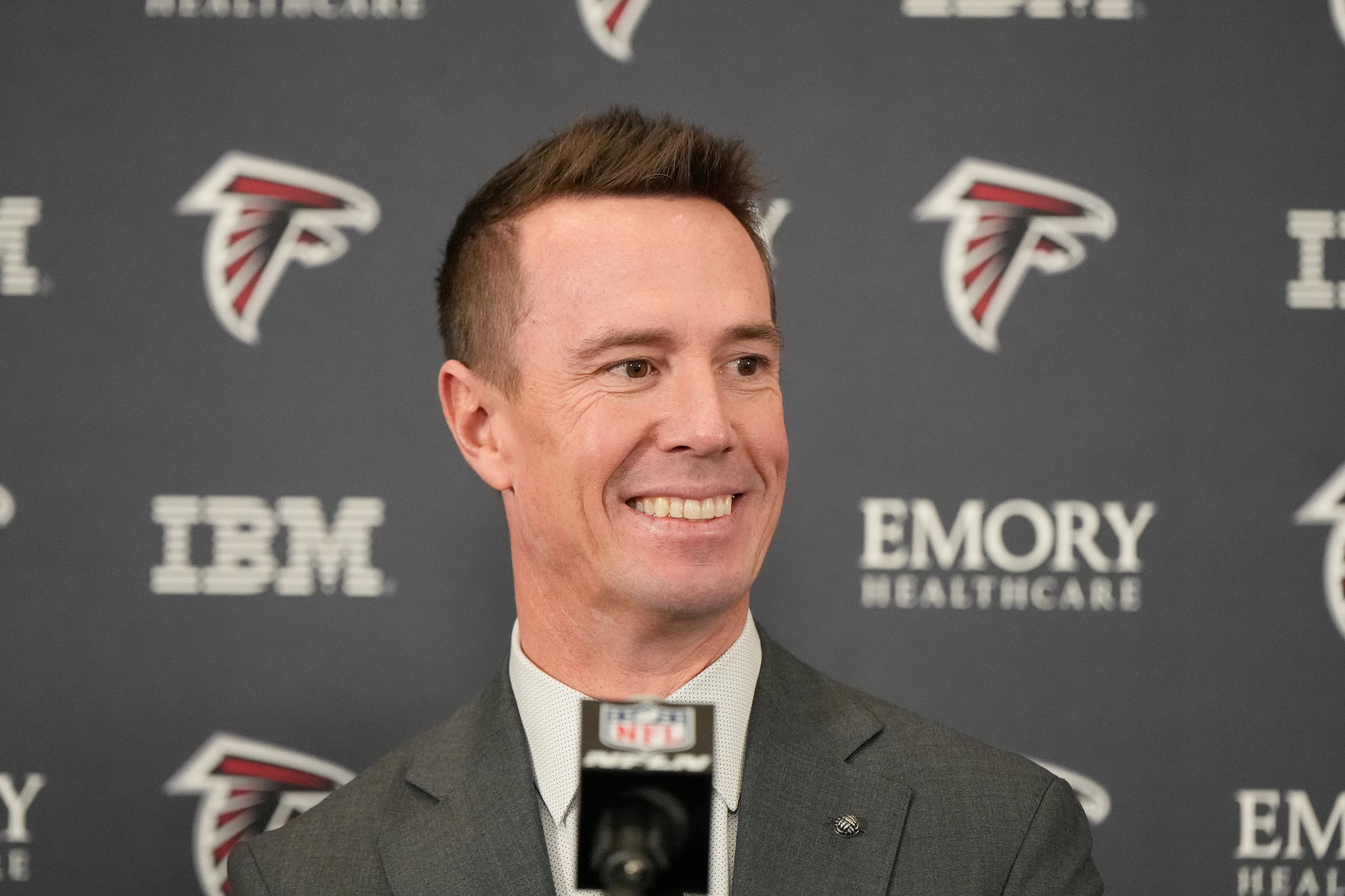Former Falcons quarterback Matt Ryan holds a news conference as the new Atlanta Falcons president of football Tuesday. (Brynn Anderson/AP)