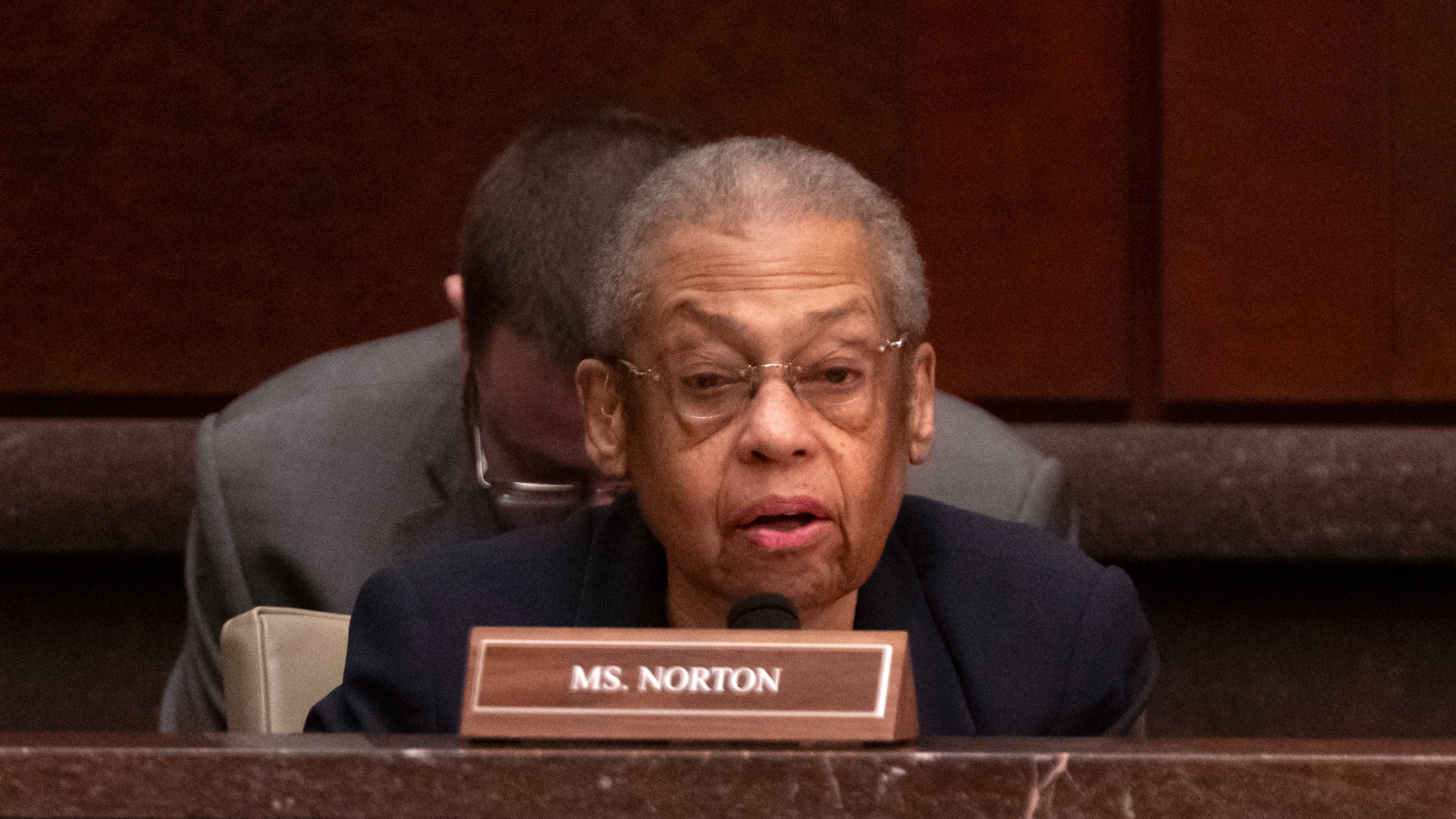 Del. Eleanor Holmes Norton, D-D.C., speaks during a hearing of the House Committee on Oversight and Government Reform on Capitol Hill, Wednesday, Jan. 7, 2026, in Washington. (AP Photo/Mark Schiefelbein)