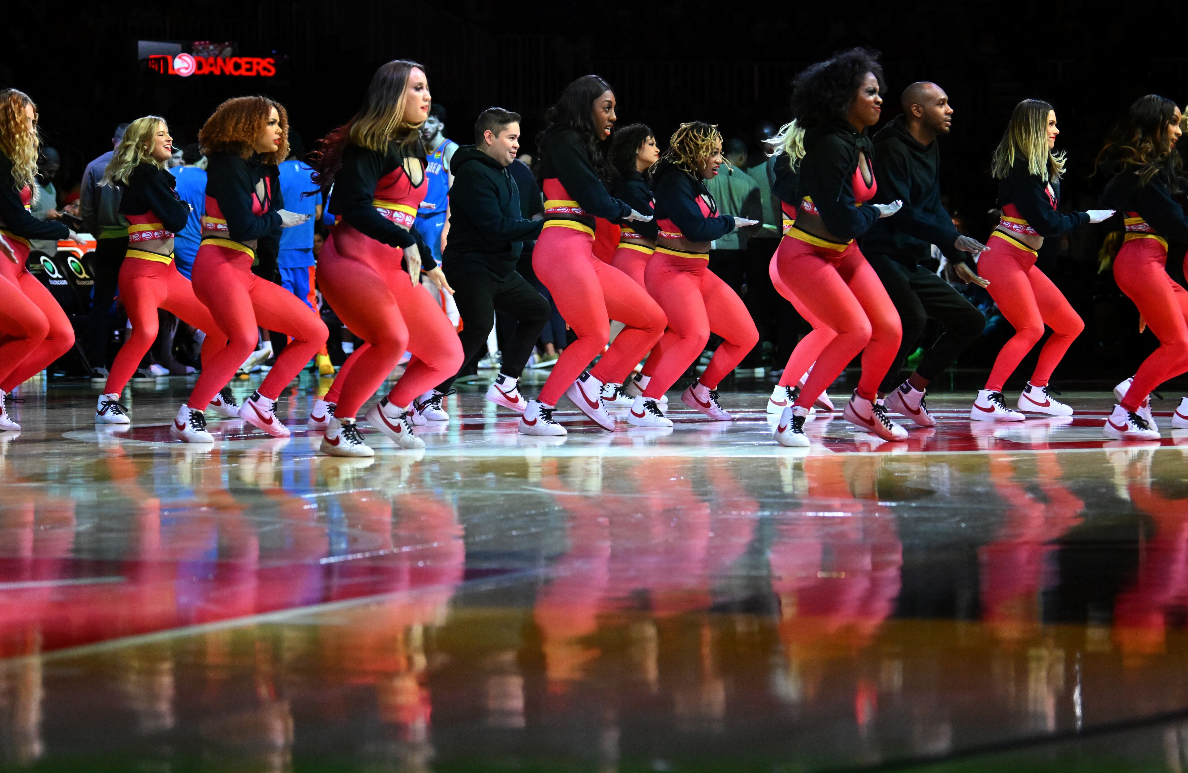 ATL Dancers performs during the second half in an NBA basketball game at State Farm Arena, Wednesday, December 3, 2024, in Atlanta. Atlanta Hawks won 141-138 over Oklahoma City Thunder. (Hyosub Shin / Hyosub.Shin@ajc.com)