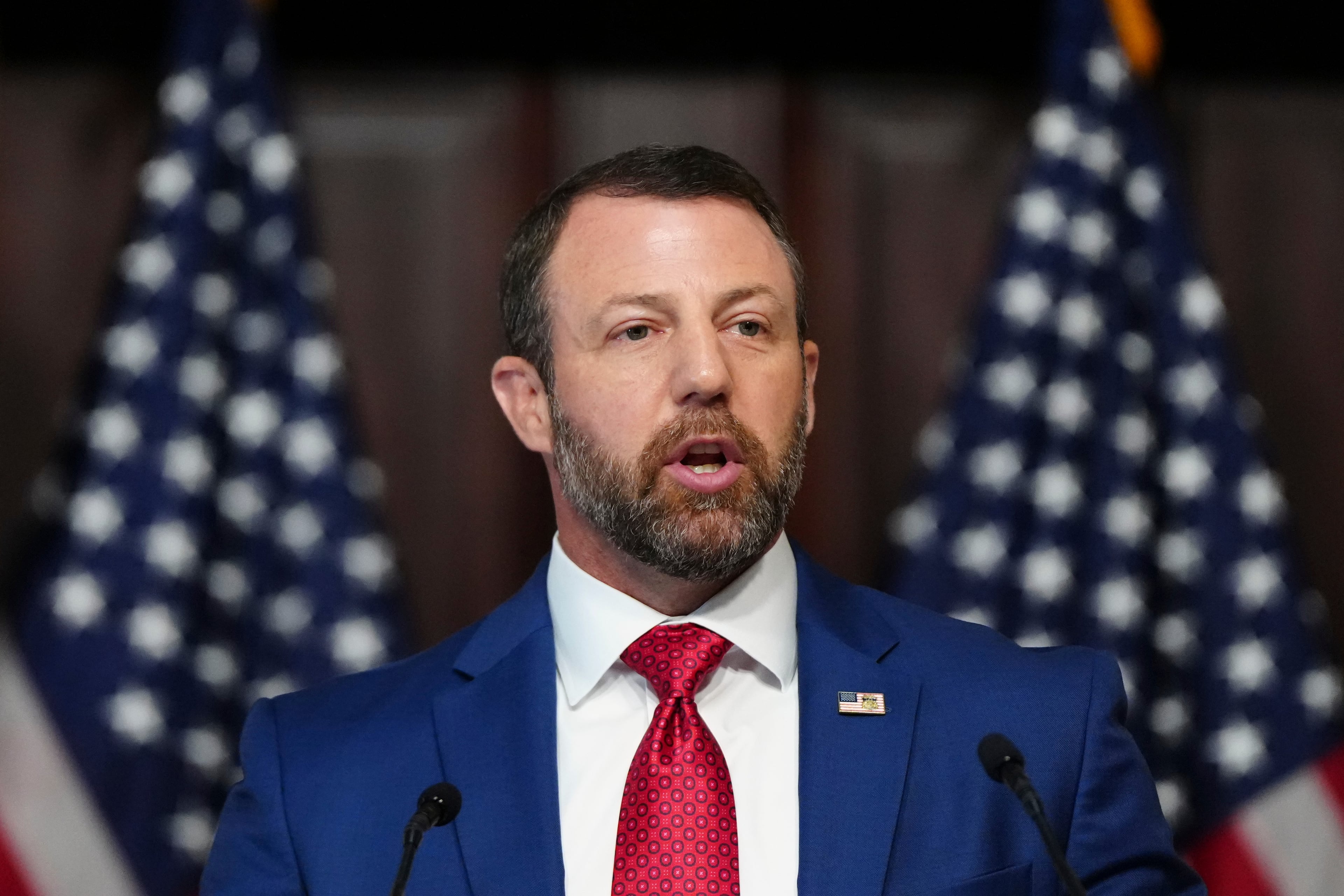 Homeland Security Secretary Markwayne Mullin speaks at the White House last Friday. (Julia Demaree Nikhinson/AP)