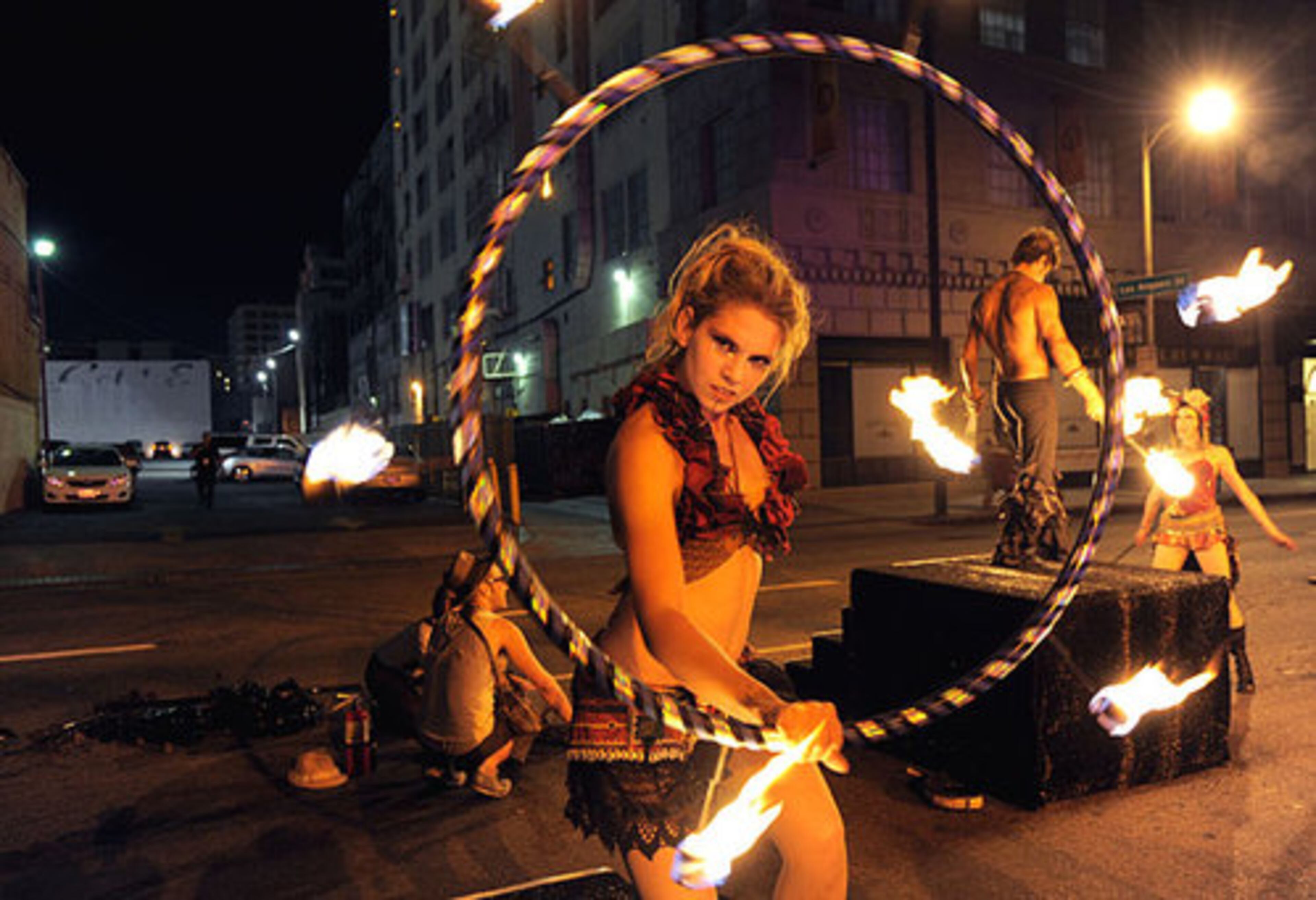 Dancers perform outside of the "Macy's Passport Presents Glamorama" afterparty.